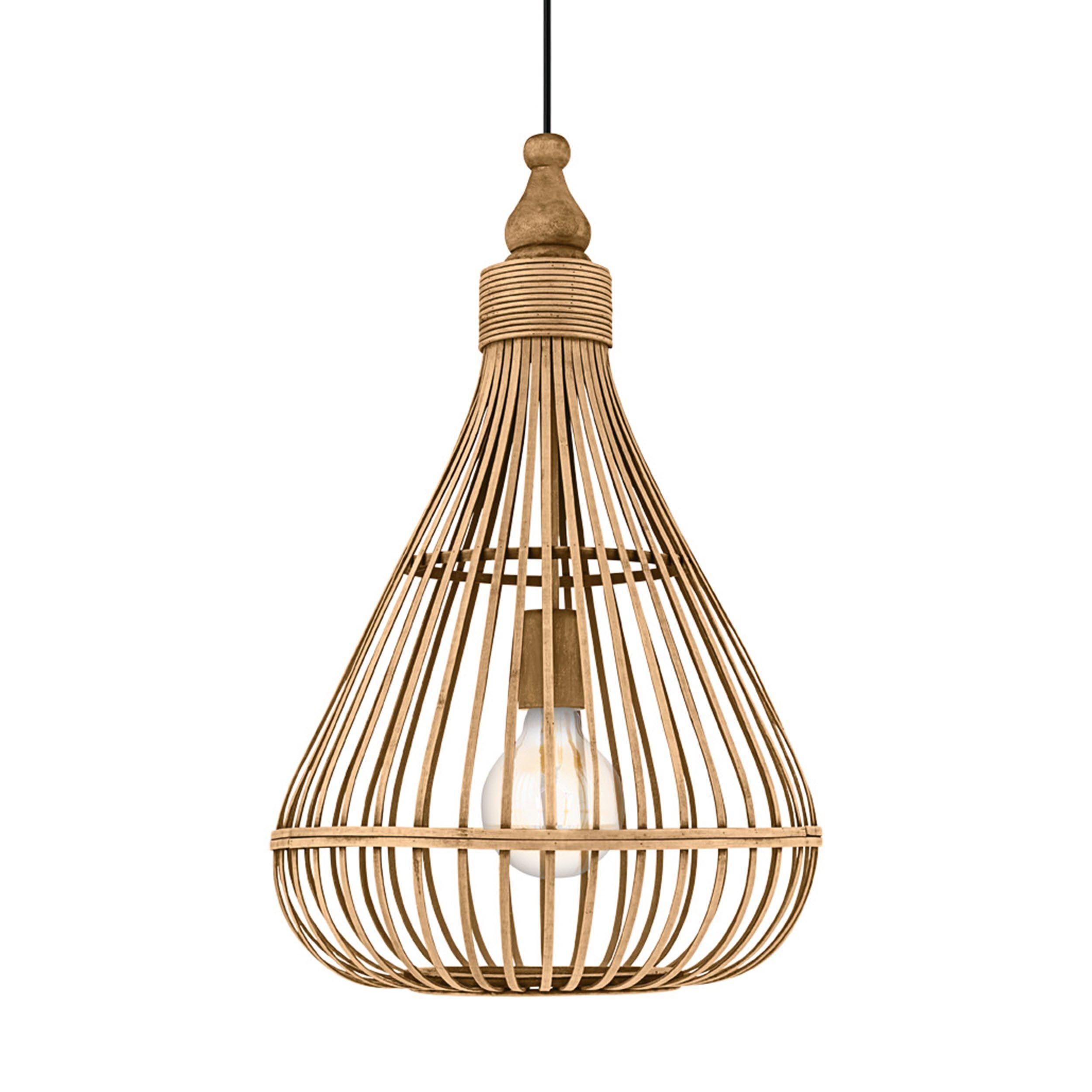 Suspension naturel bois AMSFIELD E27 D35CM 1X60W