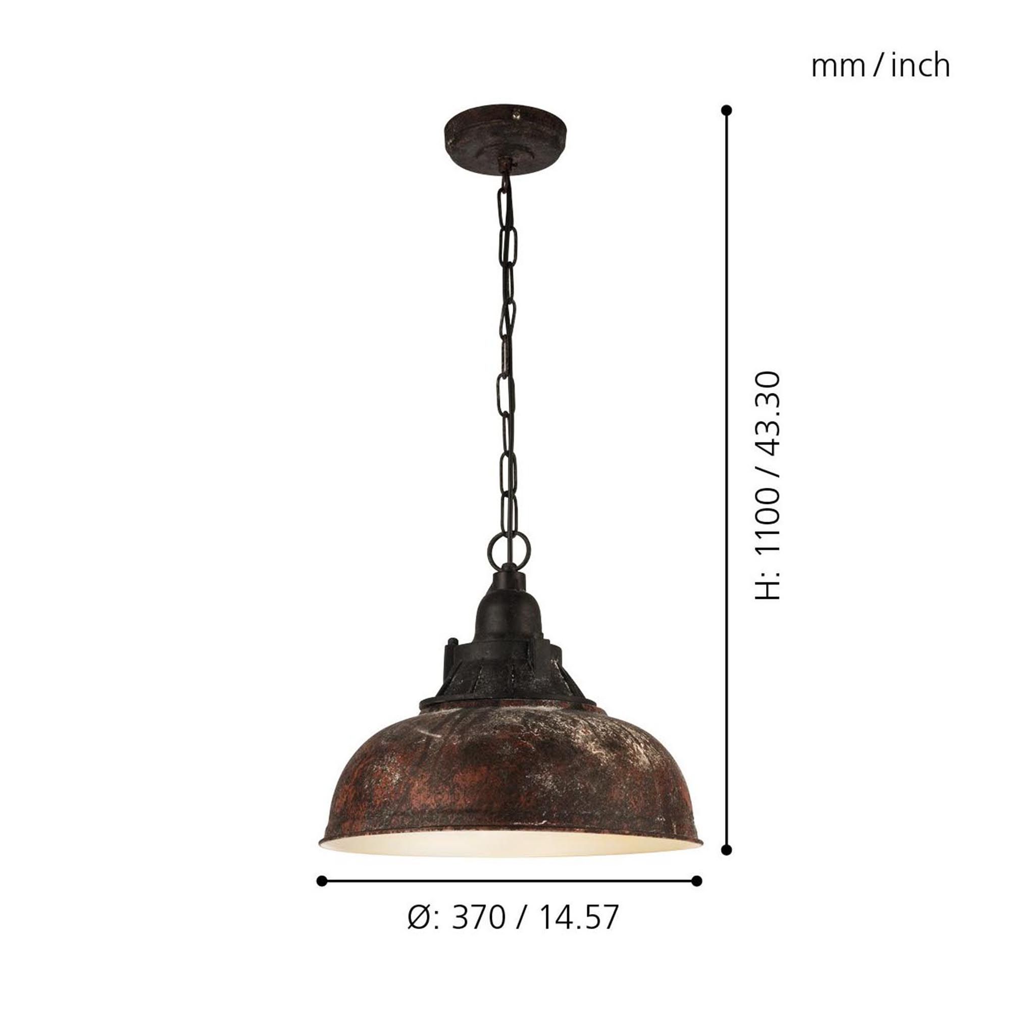 Suspension métal marron GRANTHAM 1 E27 1X60W