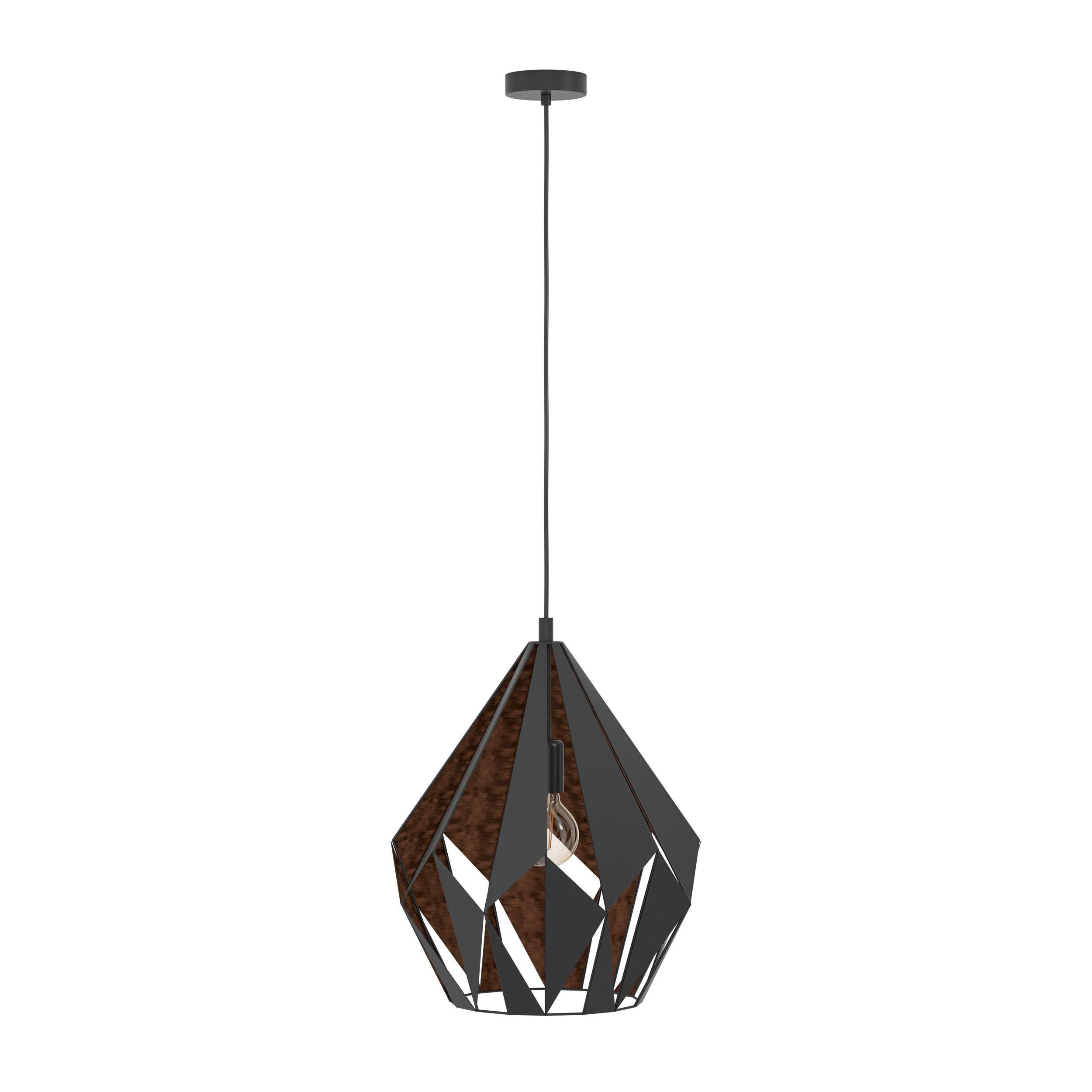 Suspension métal noir/cuivre CARLTON 1 D38,5CM E27 1X60W