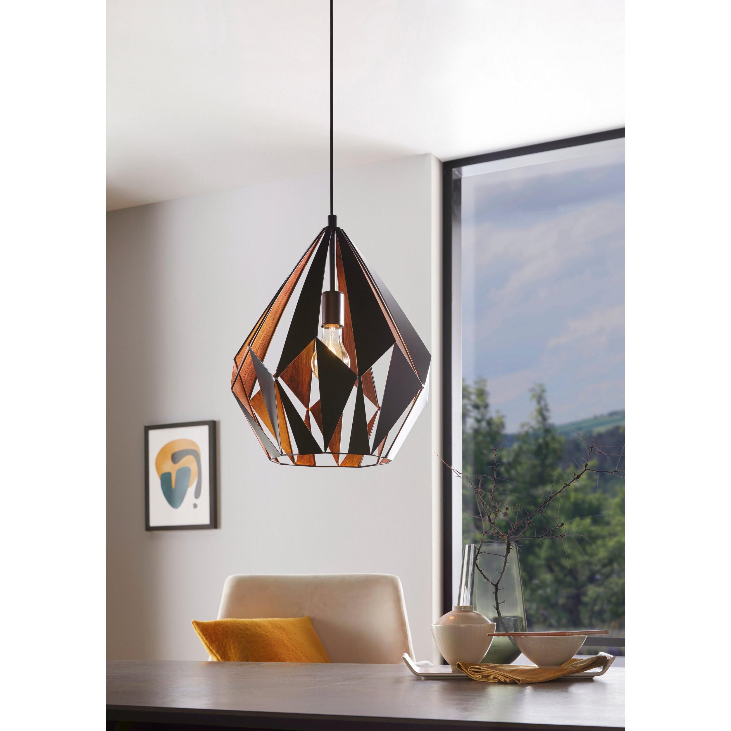 Suspension métal noir/cuivre CARLTON 1 D38,5CM E27 1X60W