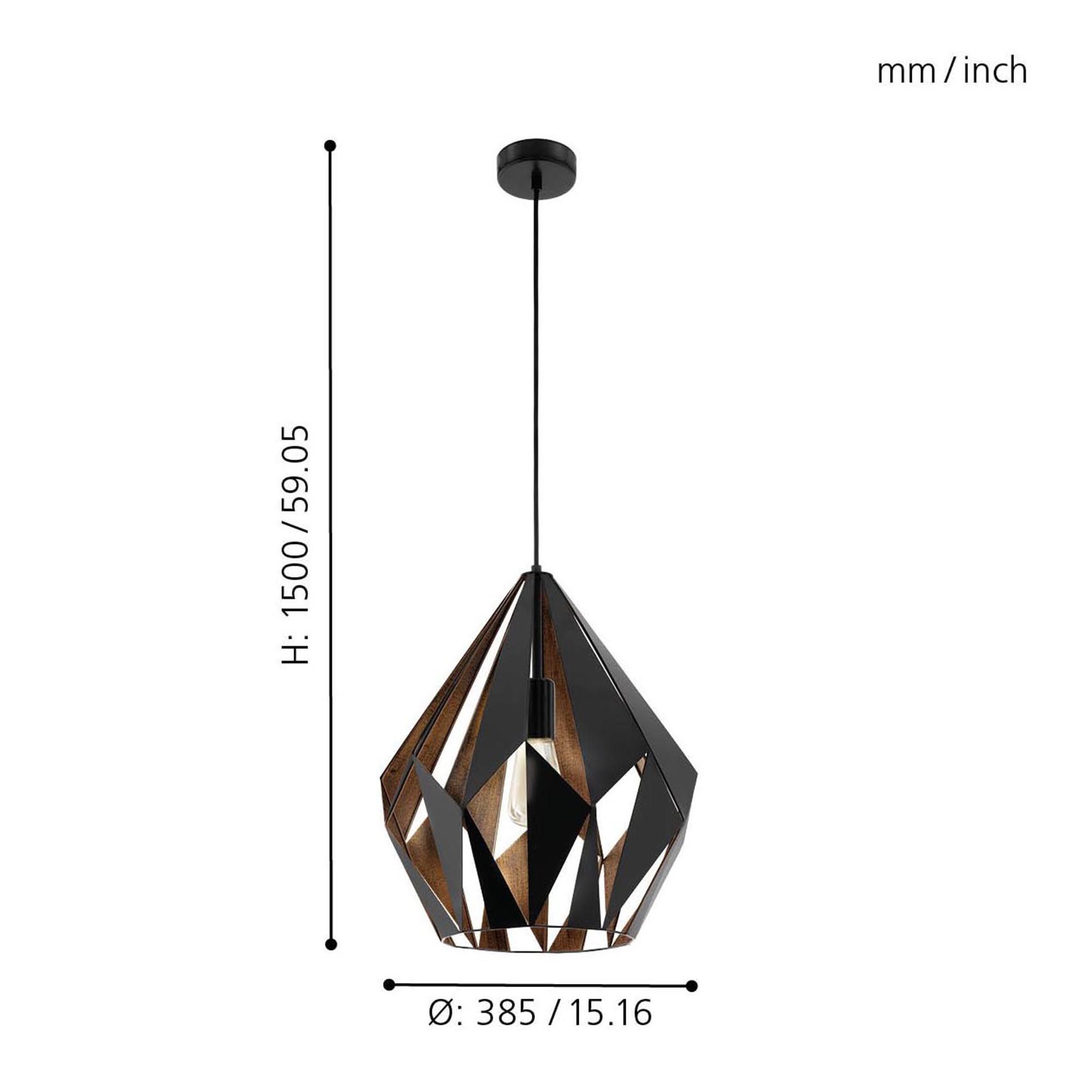 Suspension métal noir/cuivre CARLTON 1 D38,5CM E27 1X60W