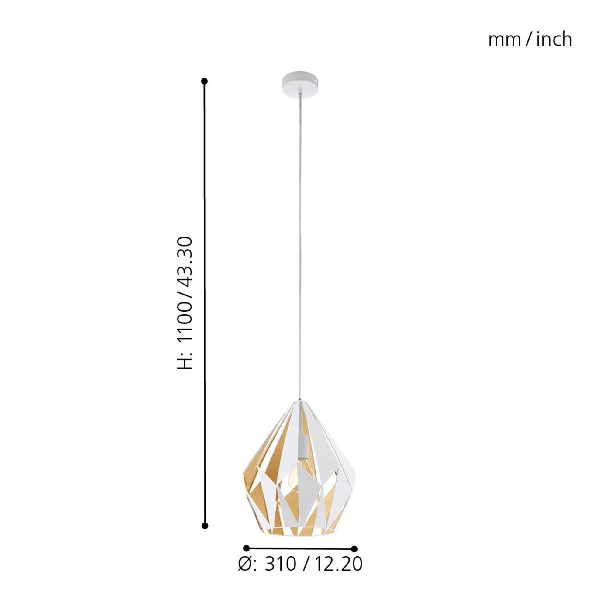 Suspension métal blanc CARLTON 1 E27 1X60W