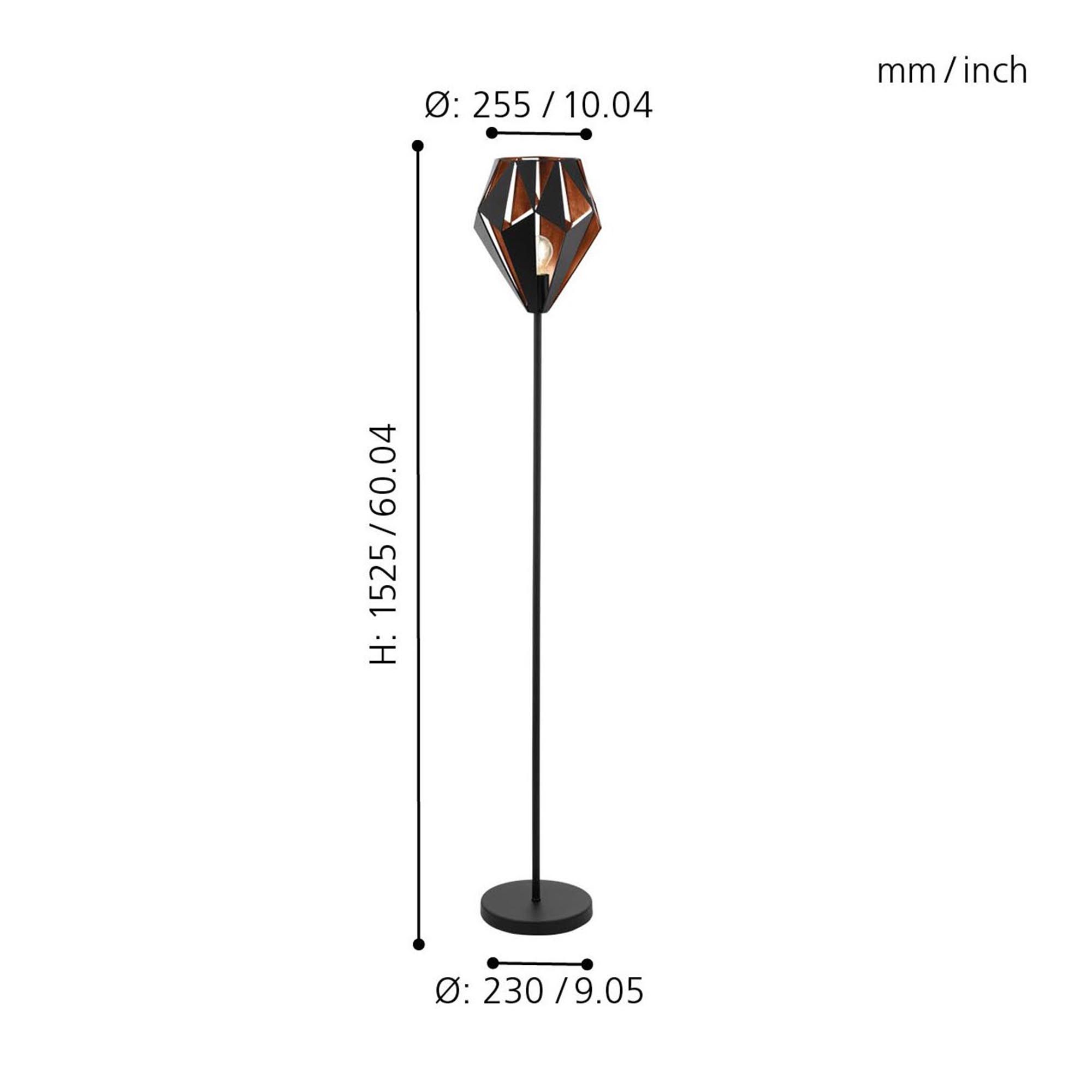 Lampadaire métal noir/cuivre CARLTON 1 E27 1X60W