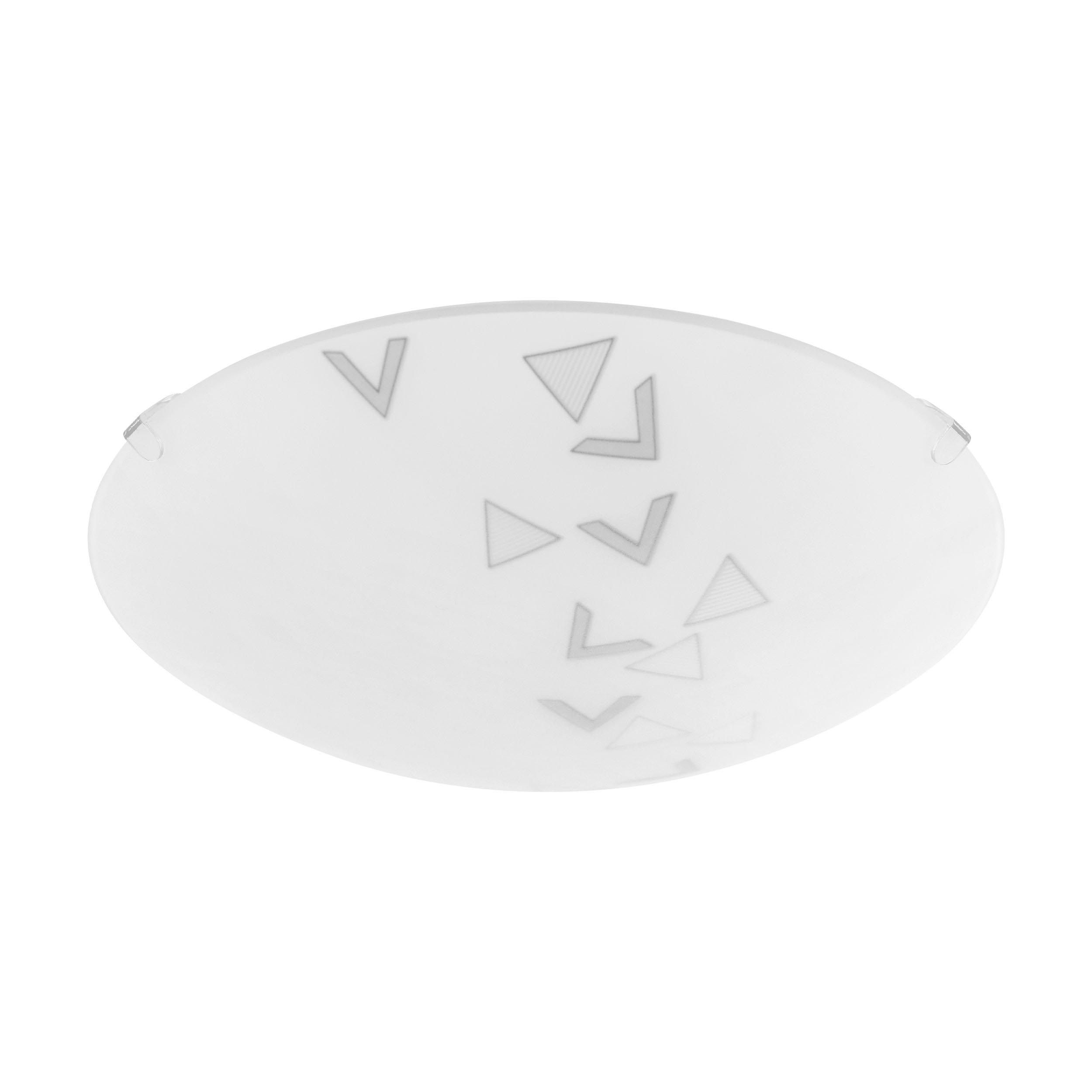 Plafonnier verre blanc MARS motif triangles E27 1X25W