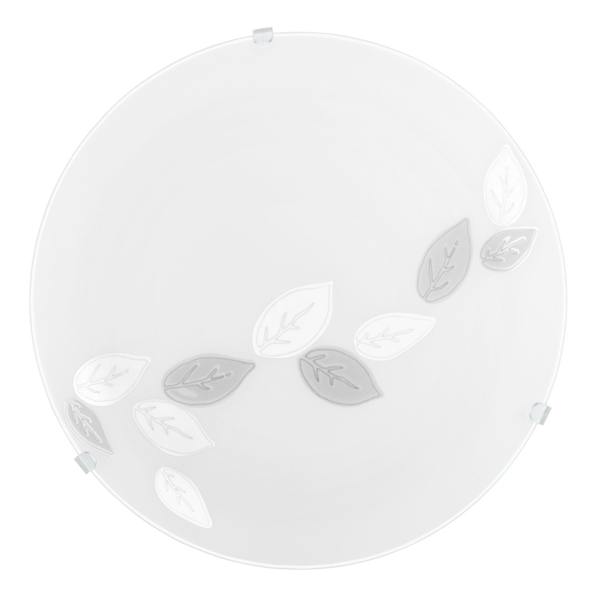 Plafonnier verre blanc MARS motif feuilles E27 1X25W