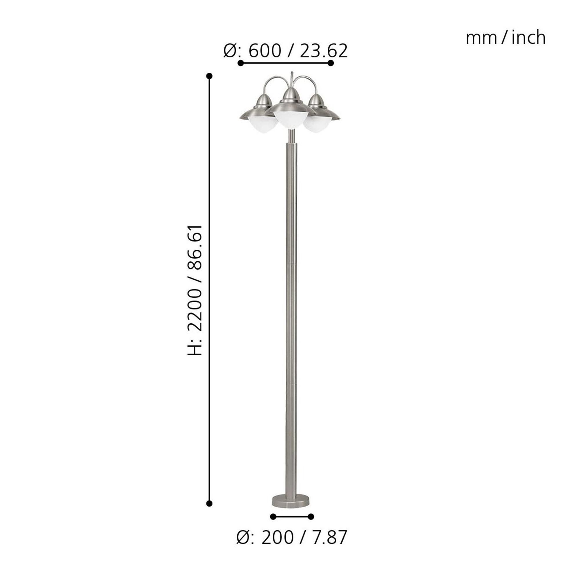 Lampadaire extérieur métal argenté SIDNEY E27 3X60W