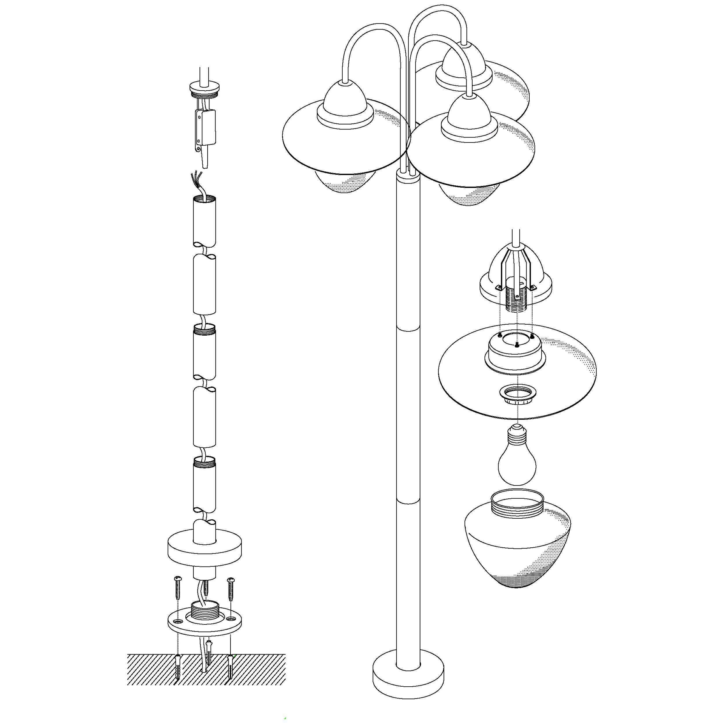 Lampadaire extérieur métal argenté SIDNEY E27 3X60W