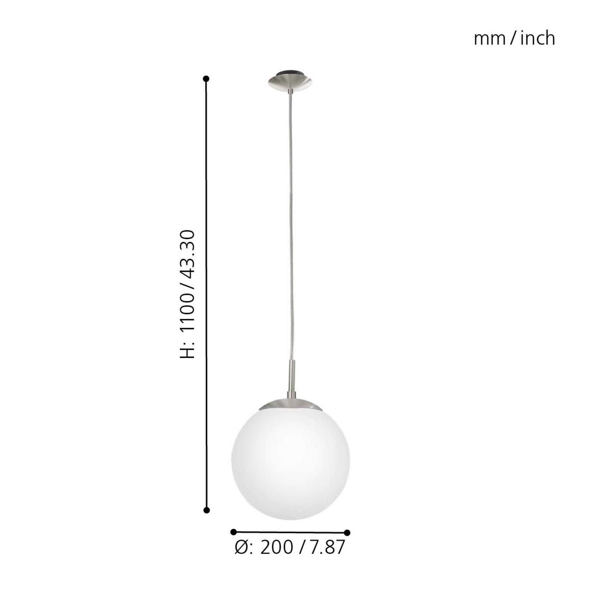 Suspension verre blanc RONDO E27 1X60W