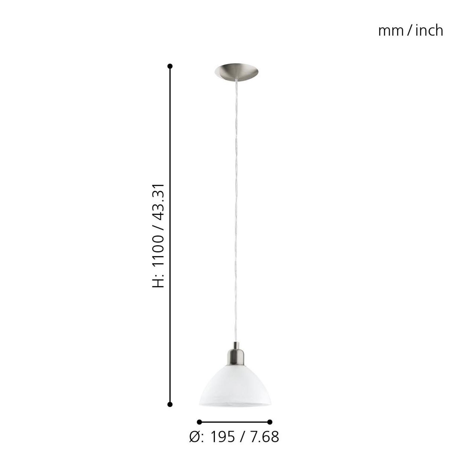 Suspension verre nickel BRENDA E27 1X60W