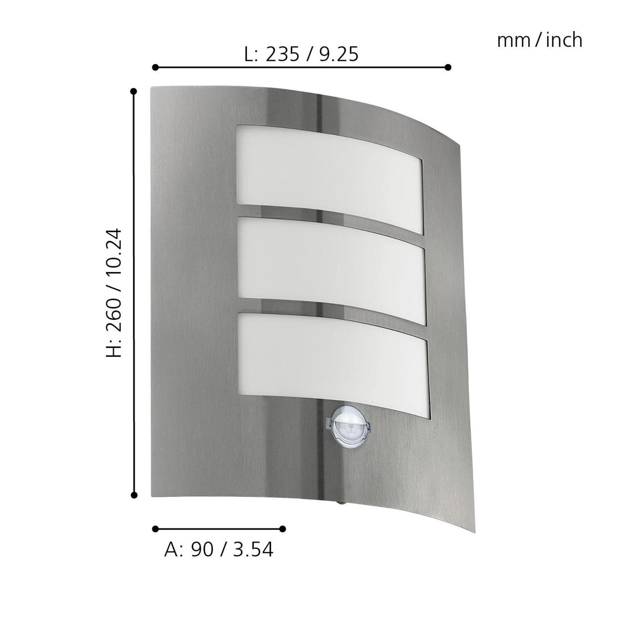 Applique extérieure avec détecteur en métal gris CITY E27 60W