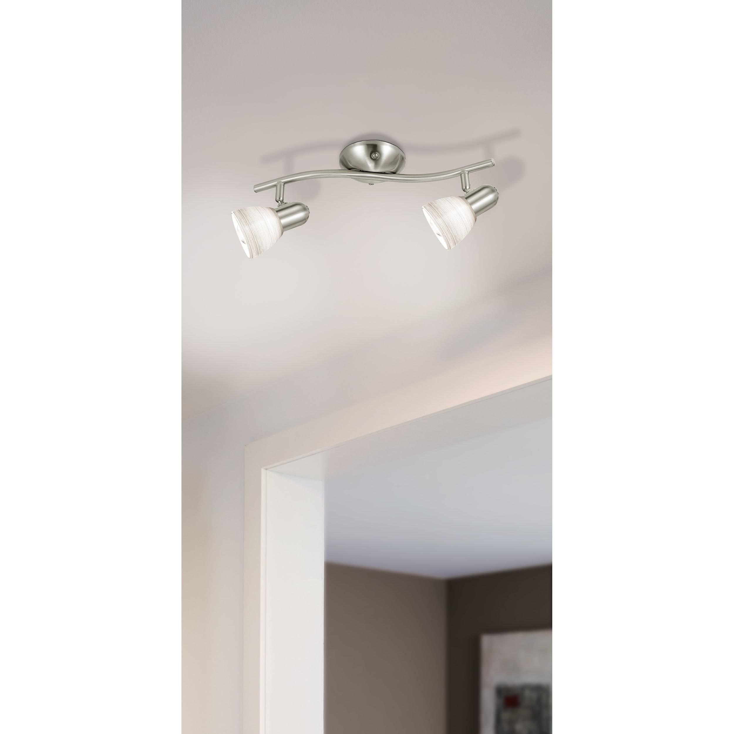 Spot de plafond réglette/plaf métal nickel mat DAKAR 1 E14 2X40W