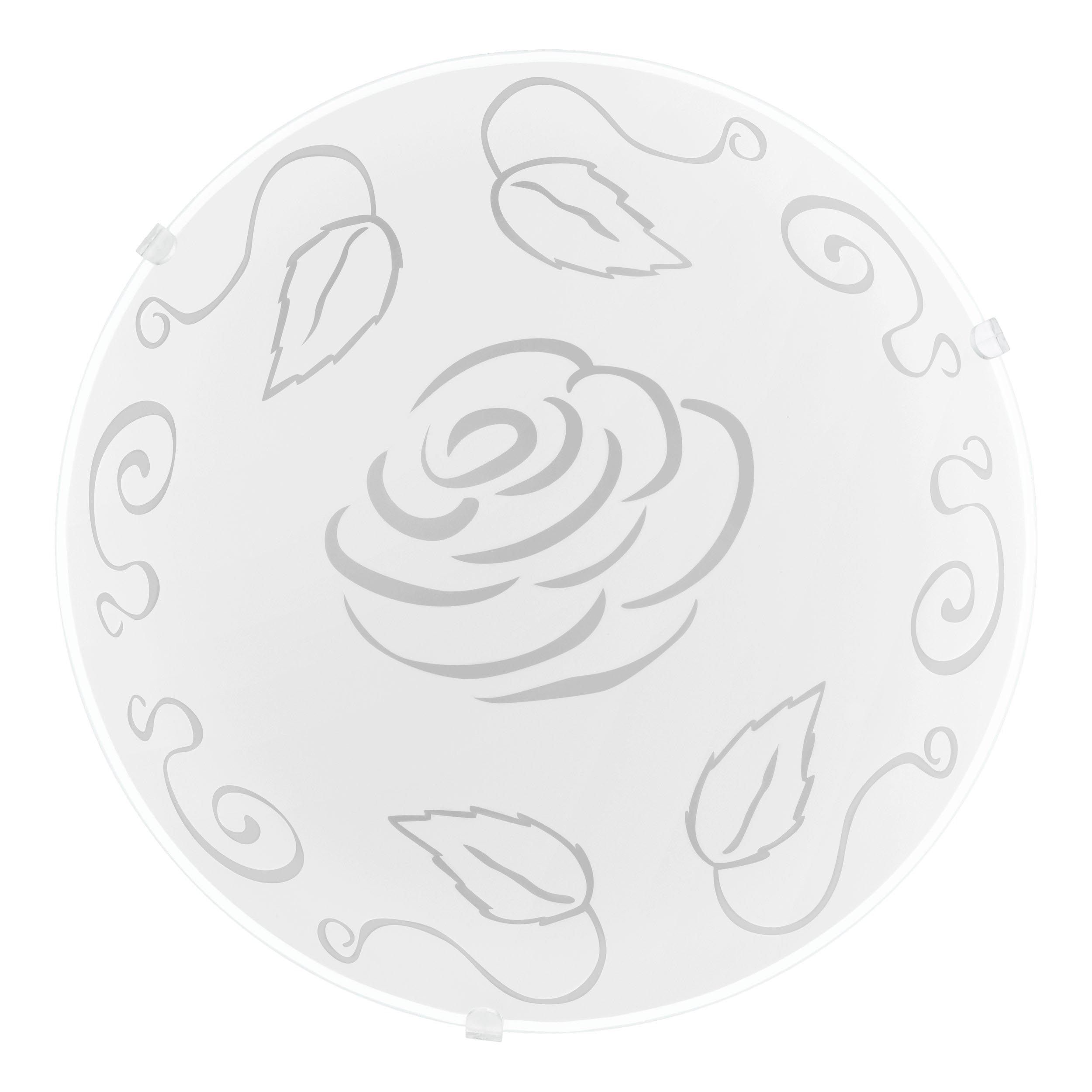 Applique murale verre blanc MARS 1 motif roses E27 1X25W