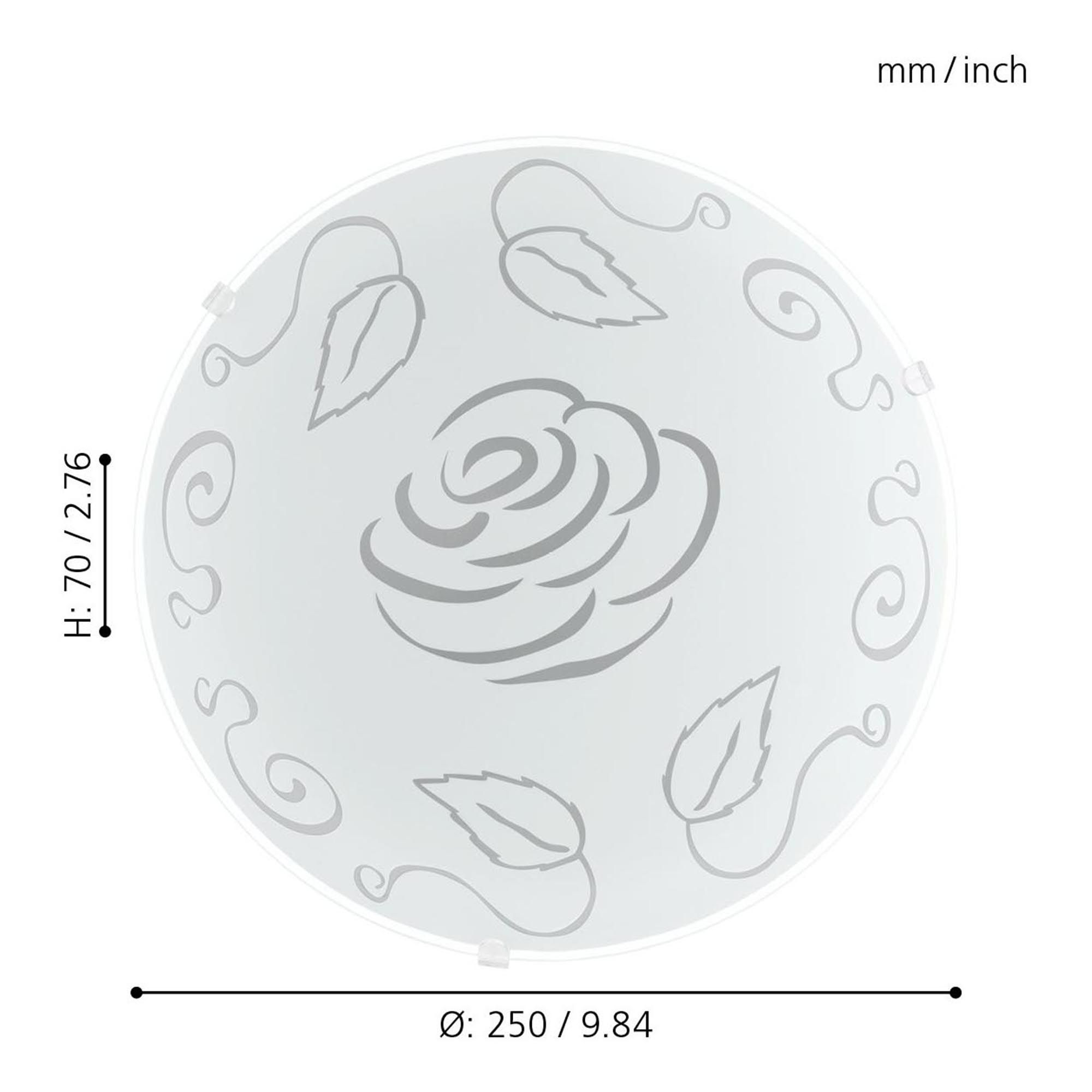 Applique murale verre blanc MARS 1 motif roses E27 1X25W