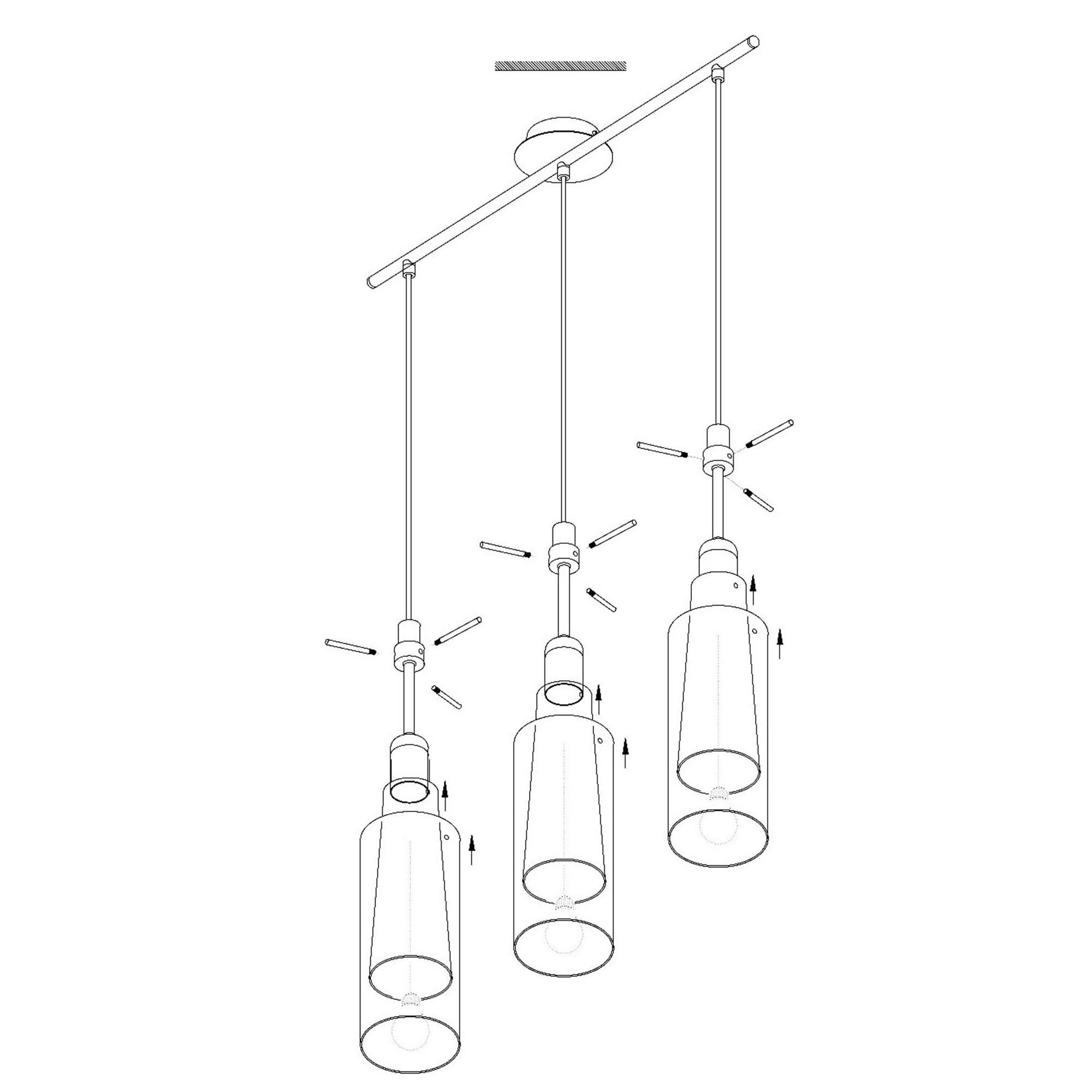 Suspension verre blanc PINTO E27 3X40W