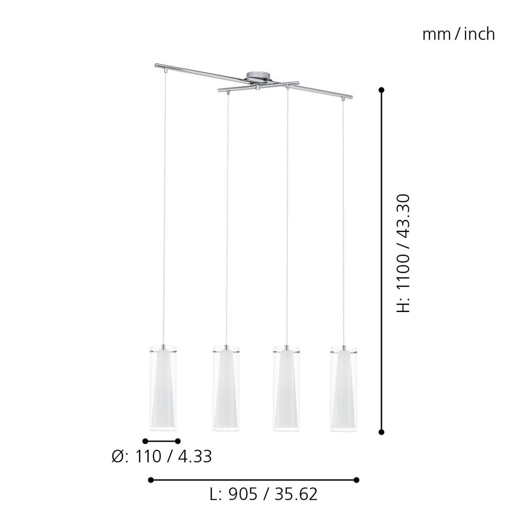 Suspension verre blanc PINTO E27 4X40W