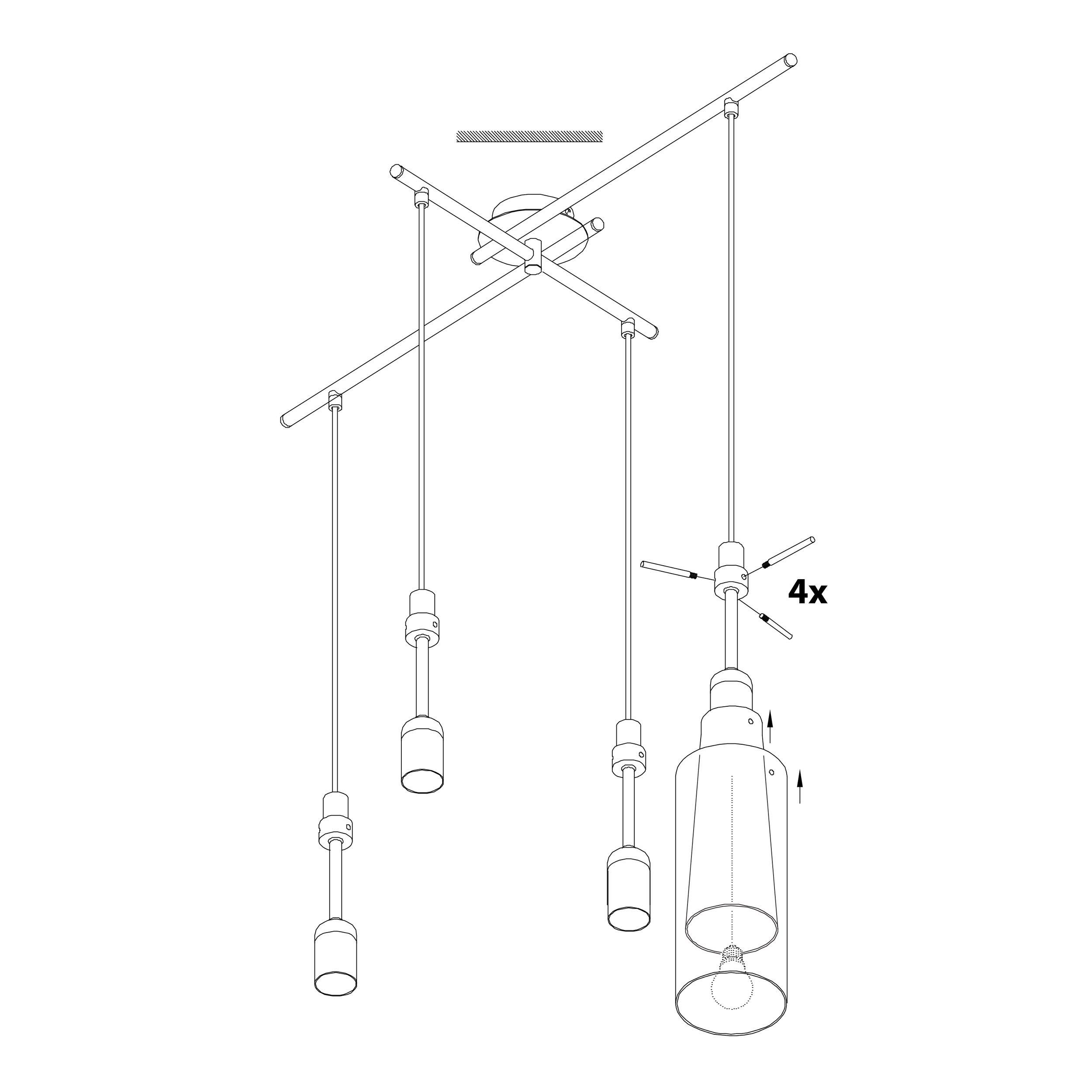 Suspension verre blanc PINTO E27 4X40W