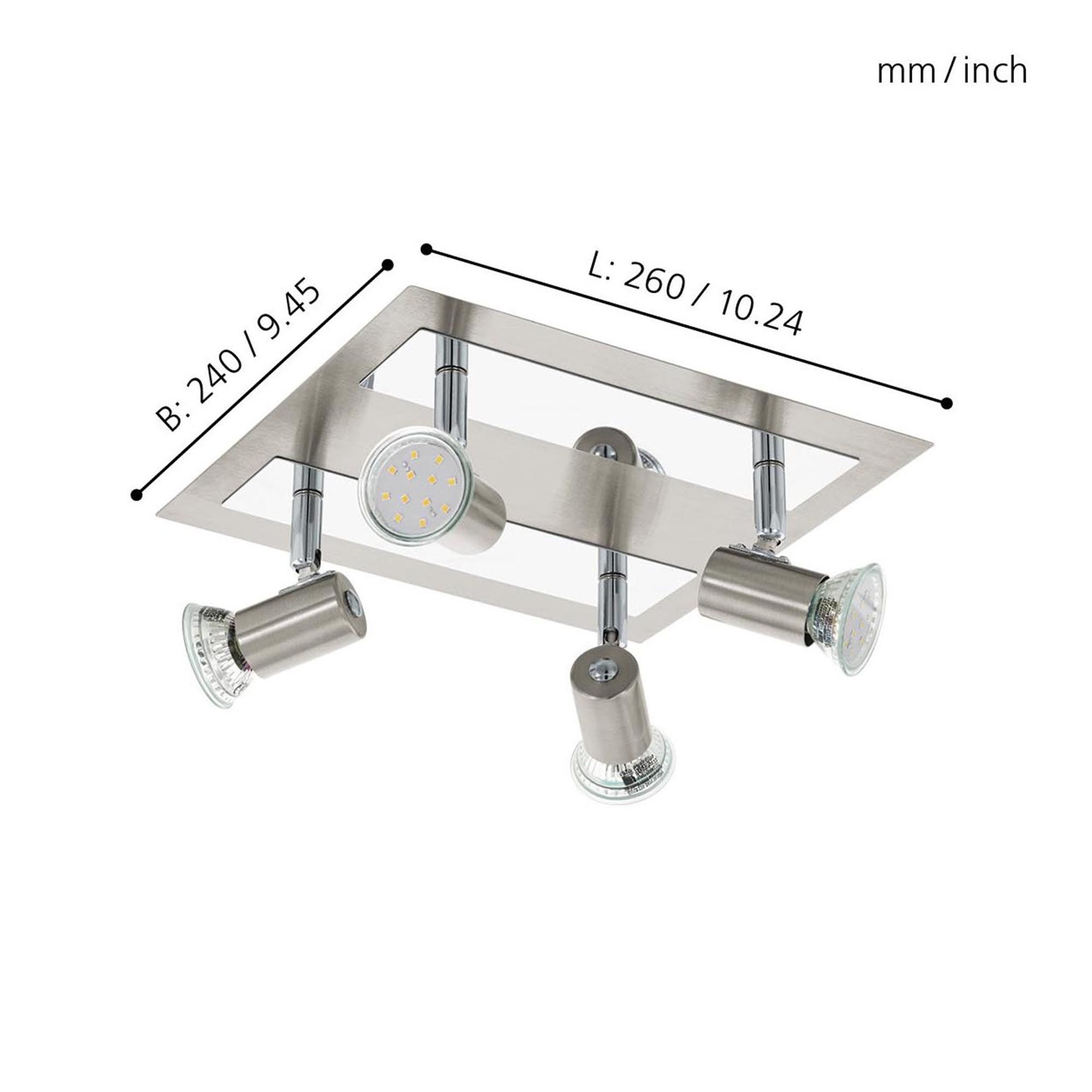 Spot de plafond réglette/plaf métal acier mat ROTTELO L26CM GU10 4X4,6W