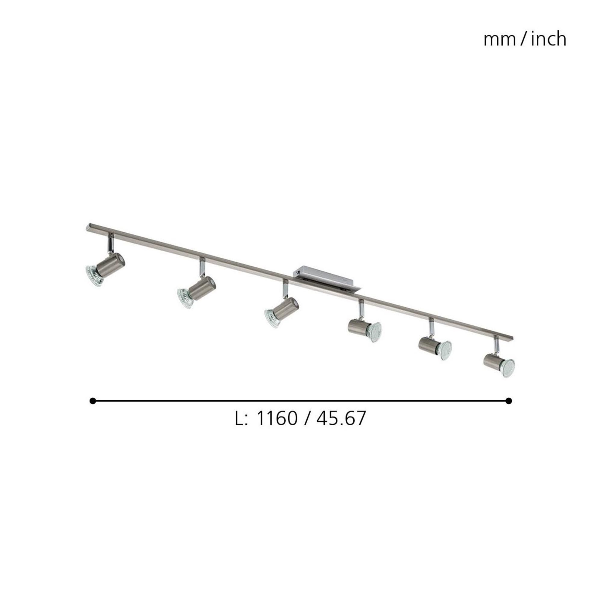 Spot de plafond réglette/plaf métal acier mat ROTTELO L116CM GU10 6X4,6W