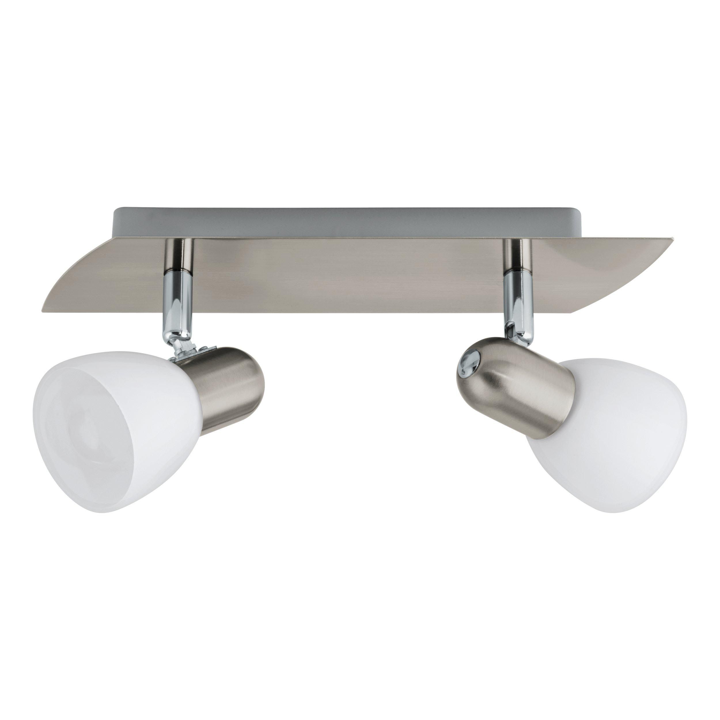 Spot de plafond réglette/plaf métal nickel ENEA E14 2X40W