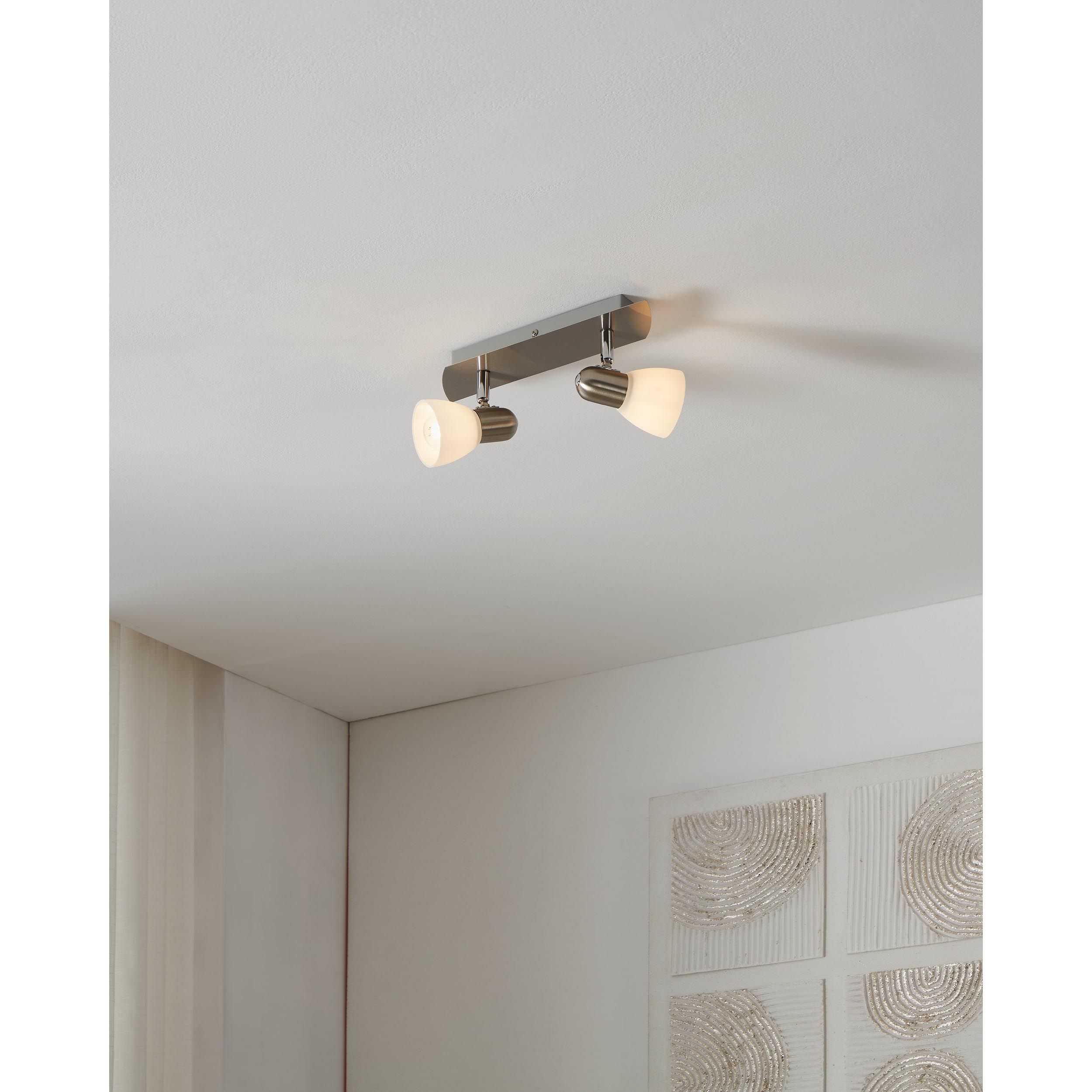 Spot de plafond réglette/plaf métal nickel ENEA E14 2X40W