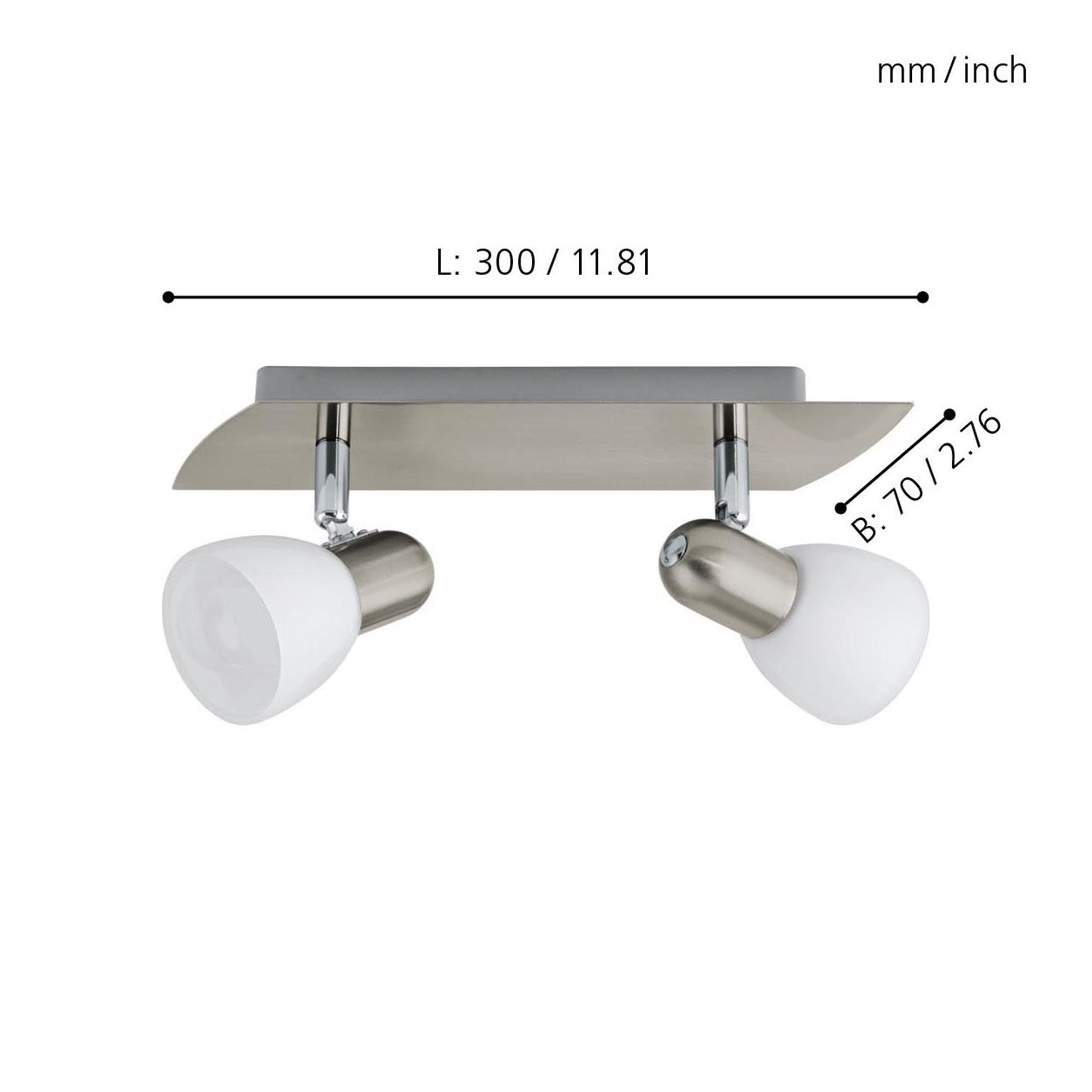 Spot de plafond réglette/plaf métal nickel ENEA E14 2X40W