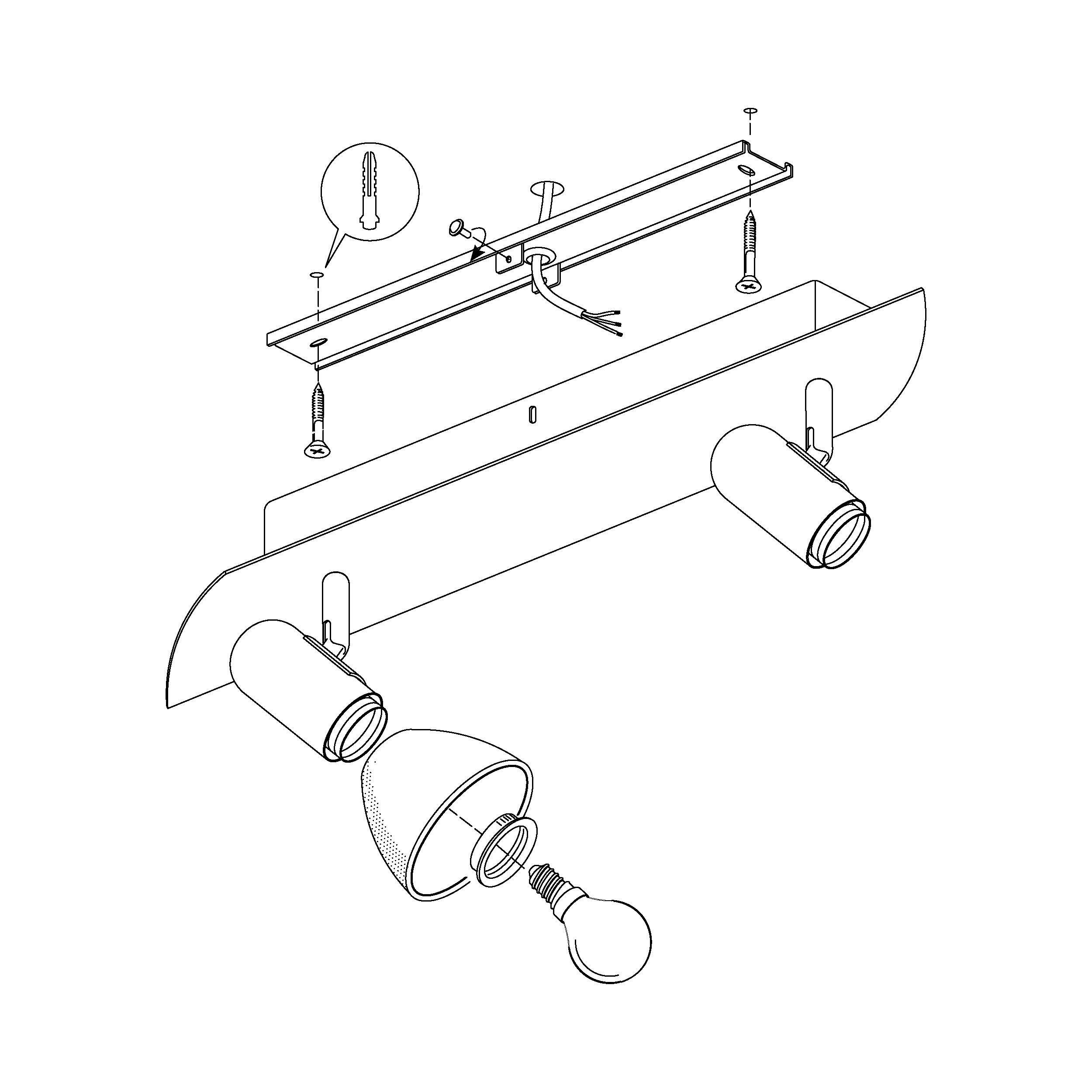 Spot de plafond réglette/plaf métal nickel ENEA E14 2X40W