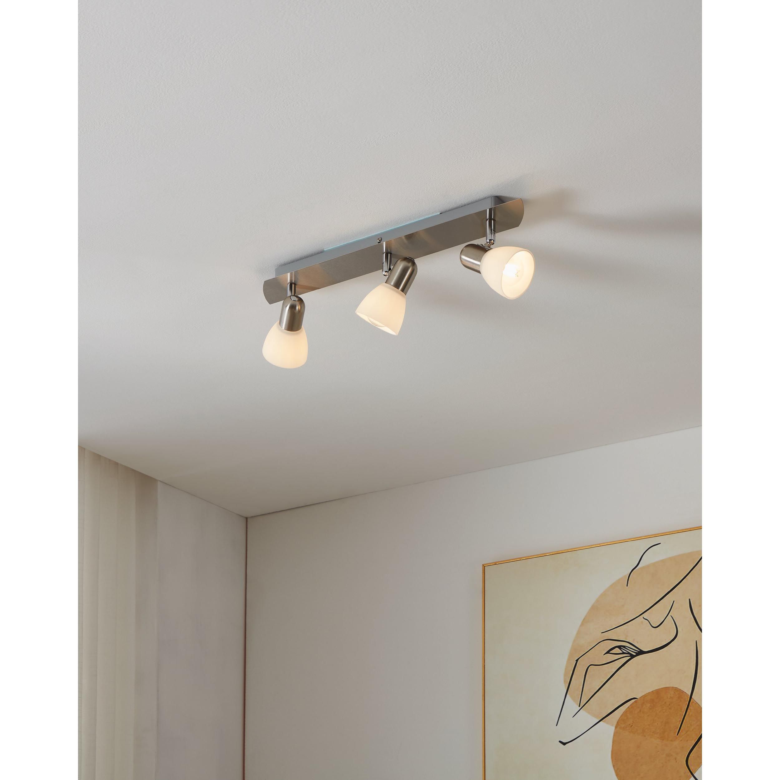 Spot de plafond réglette/plaf métal nickel ENEA Barre E14 3X40W