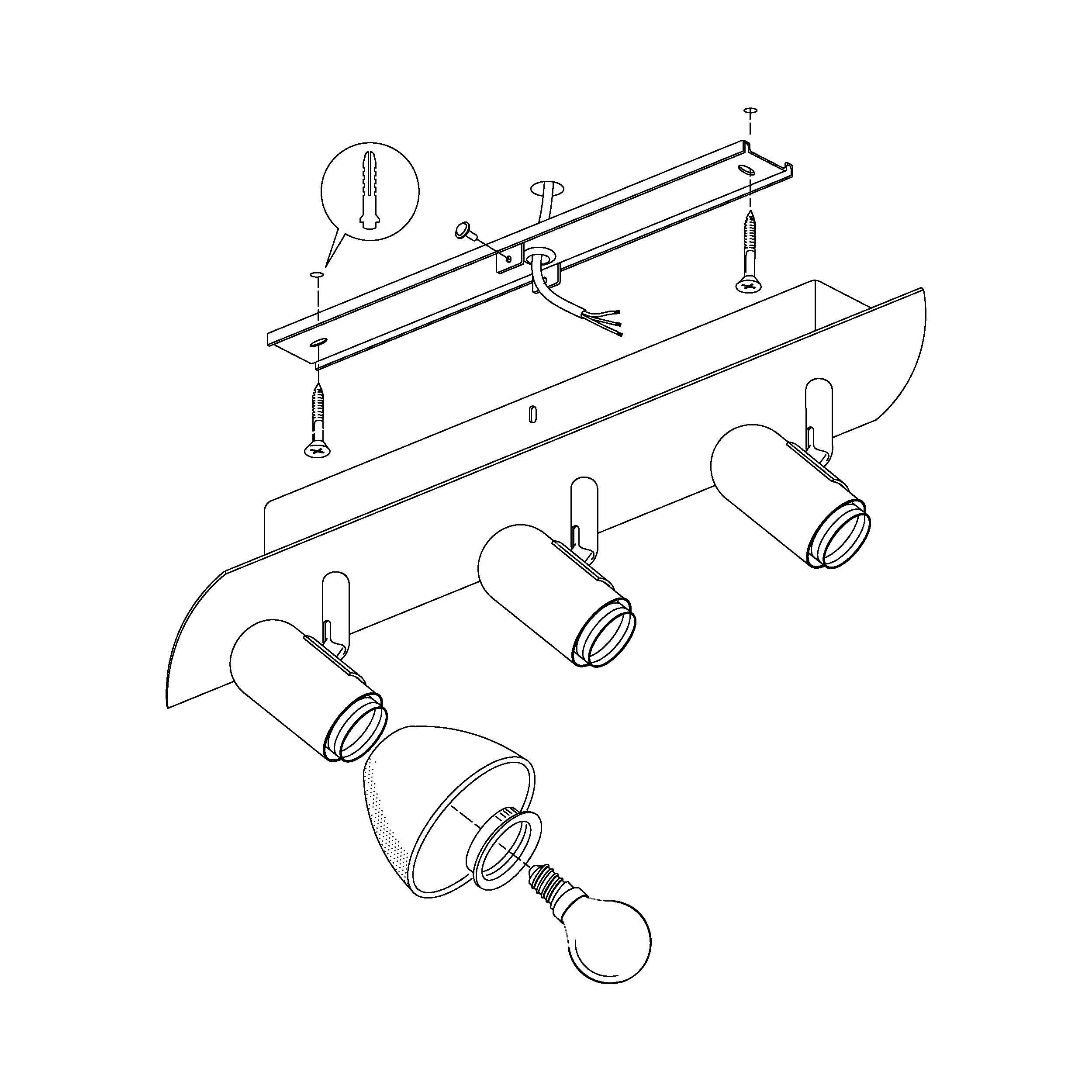 Spot de plafond réglette/plaf métal nickel ENEA Barre E14 3X40W