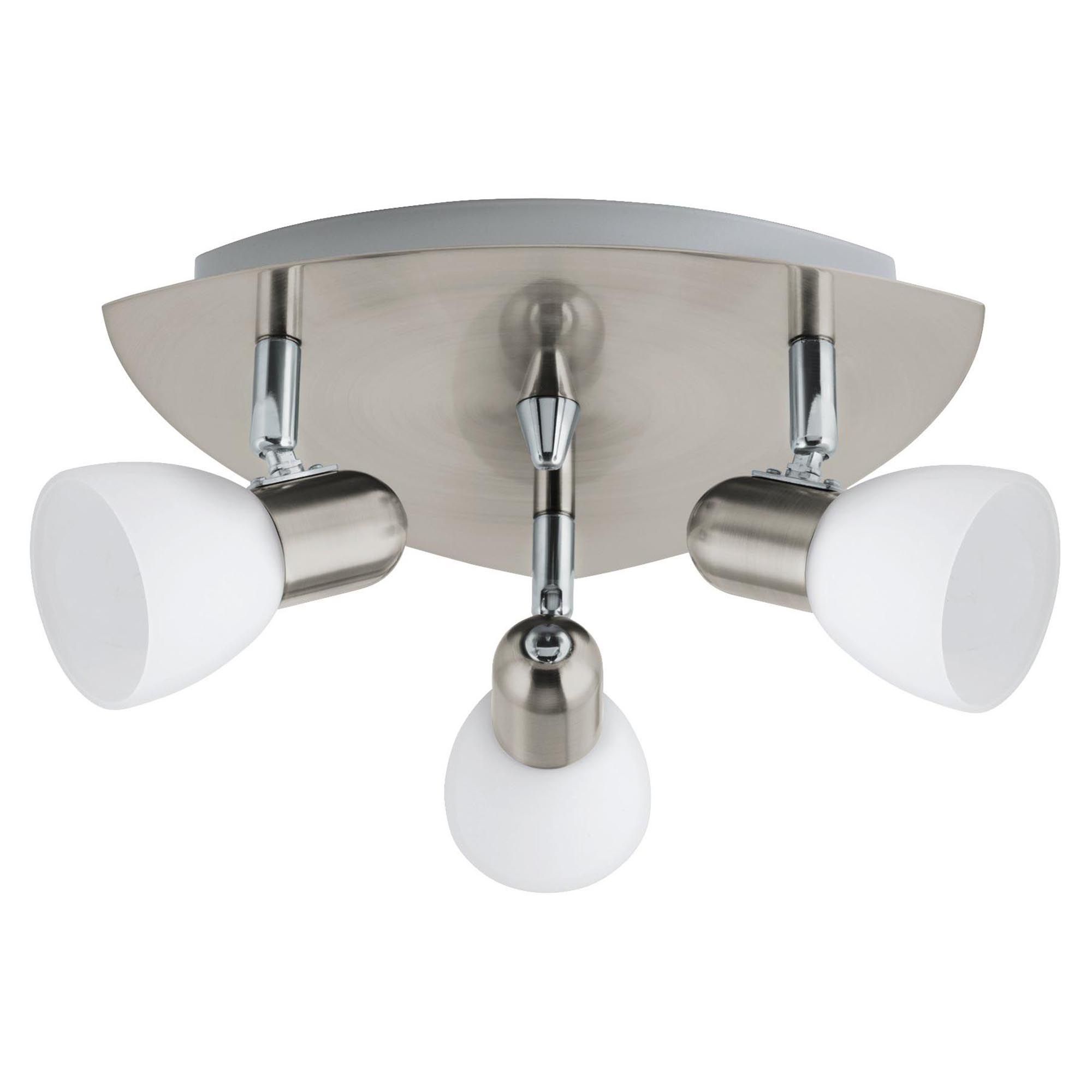 Spot de plafond réglette/plaf métal nickel ENEA Rond E14 3X40W