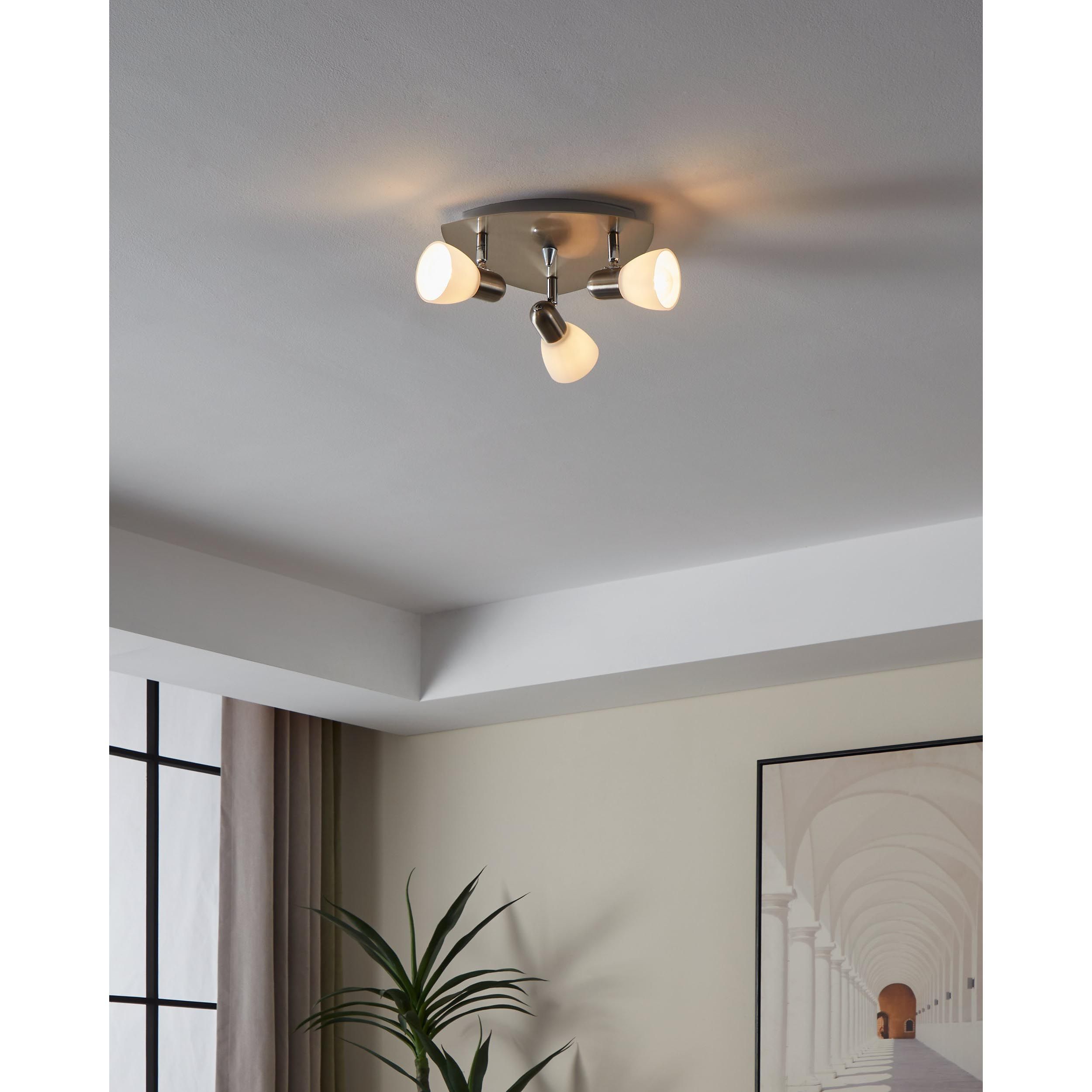 Spot de plafond réglette/plaf métal nickel ENEA Rond E14 3X40W