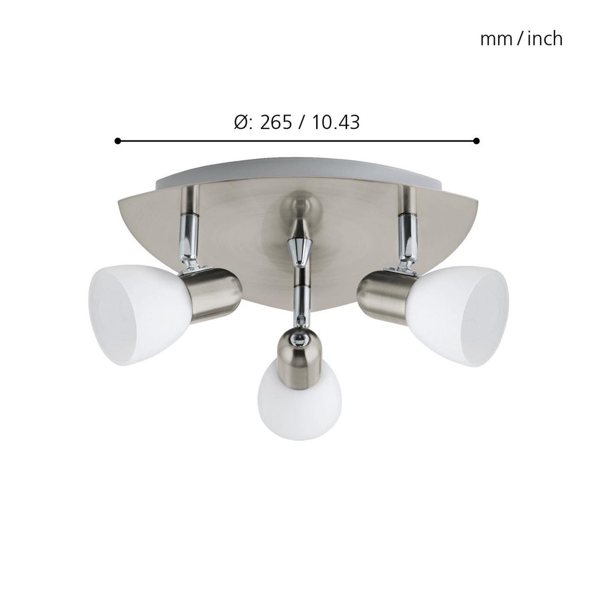 Spot de plafond réglette/plaf métal nickel ENEA Rond E14 3X40W