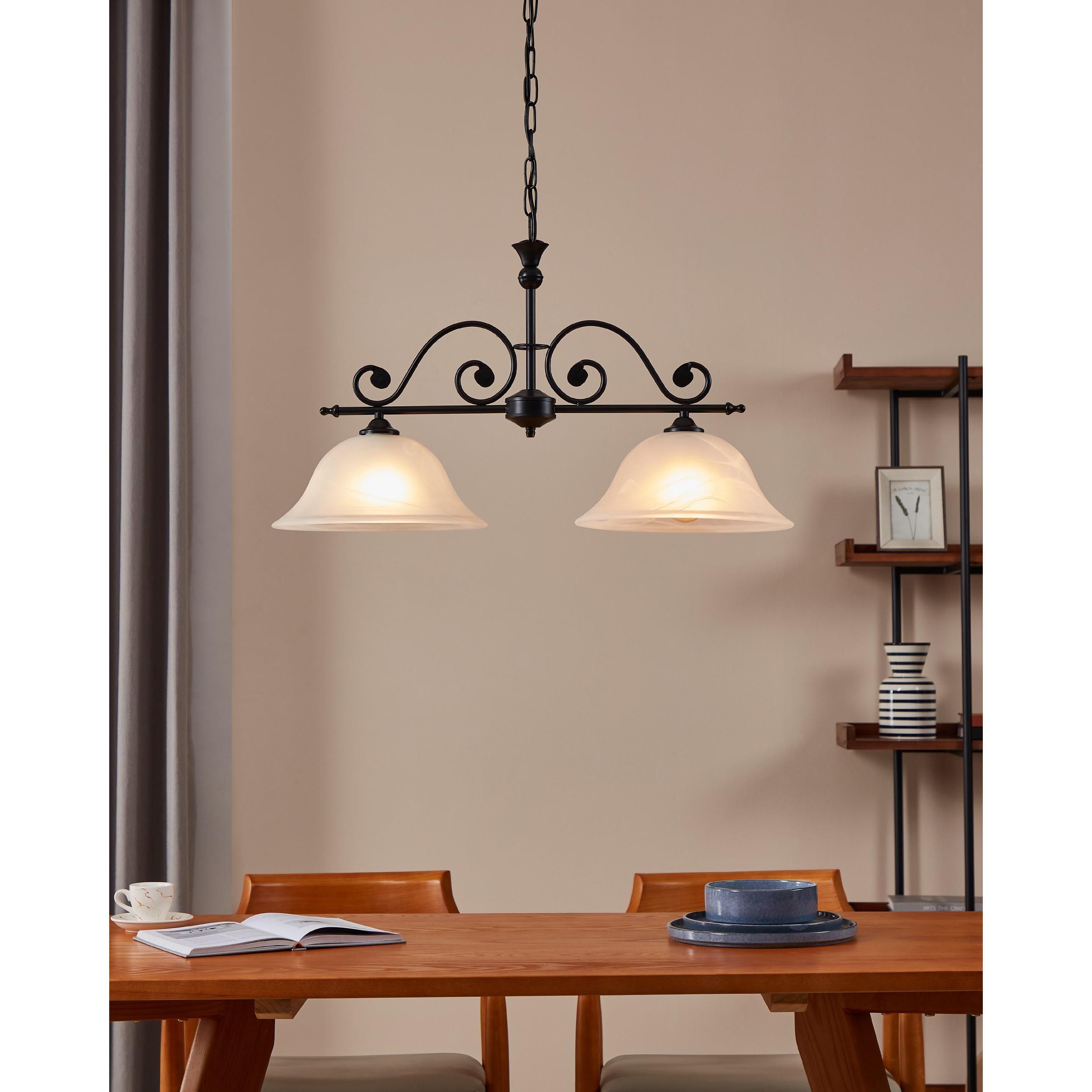 Suspension métal noir MURCIA E27 2X60W