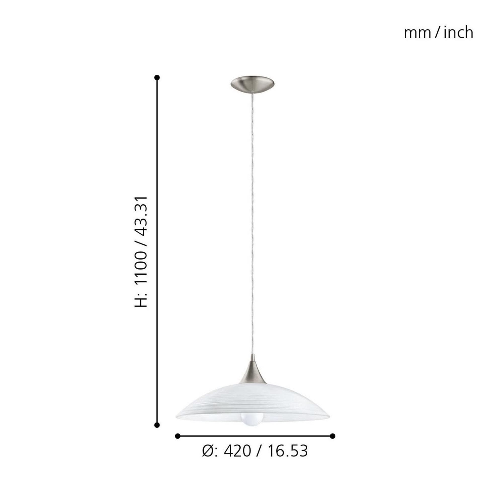 Suspension verre blanc LAZOLO E27 1X60W