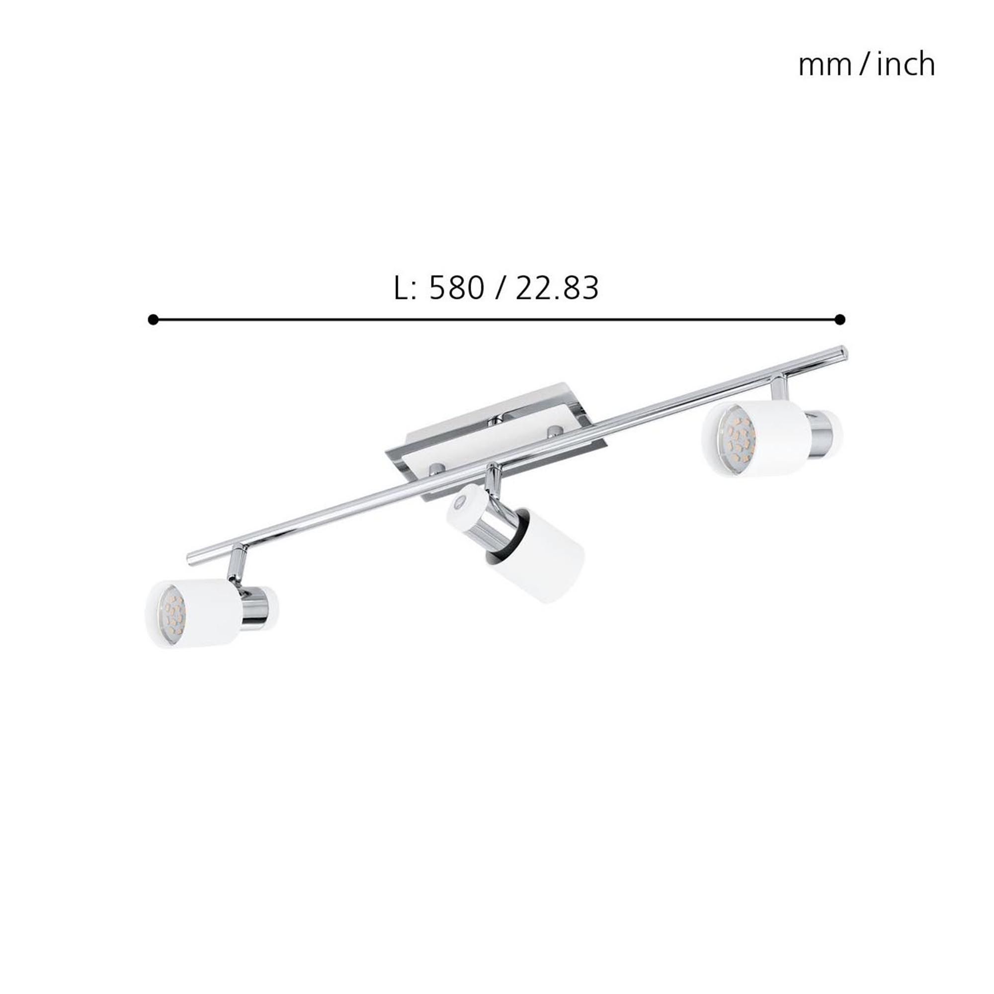 Spot de plafond réglette/plaf métal argenté DAVIDA GU10 3X4,6W