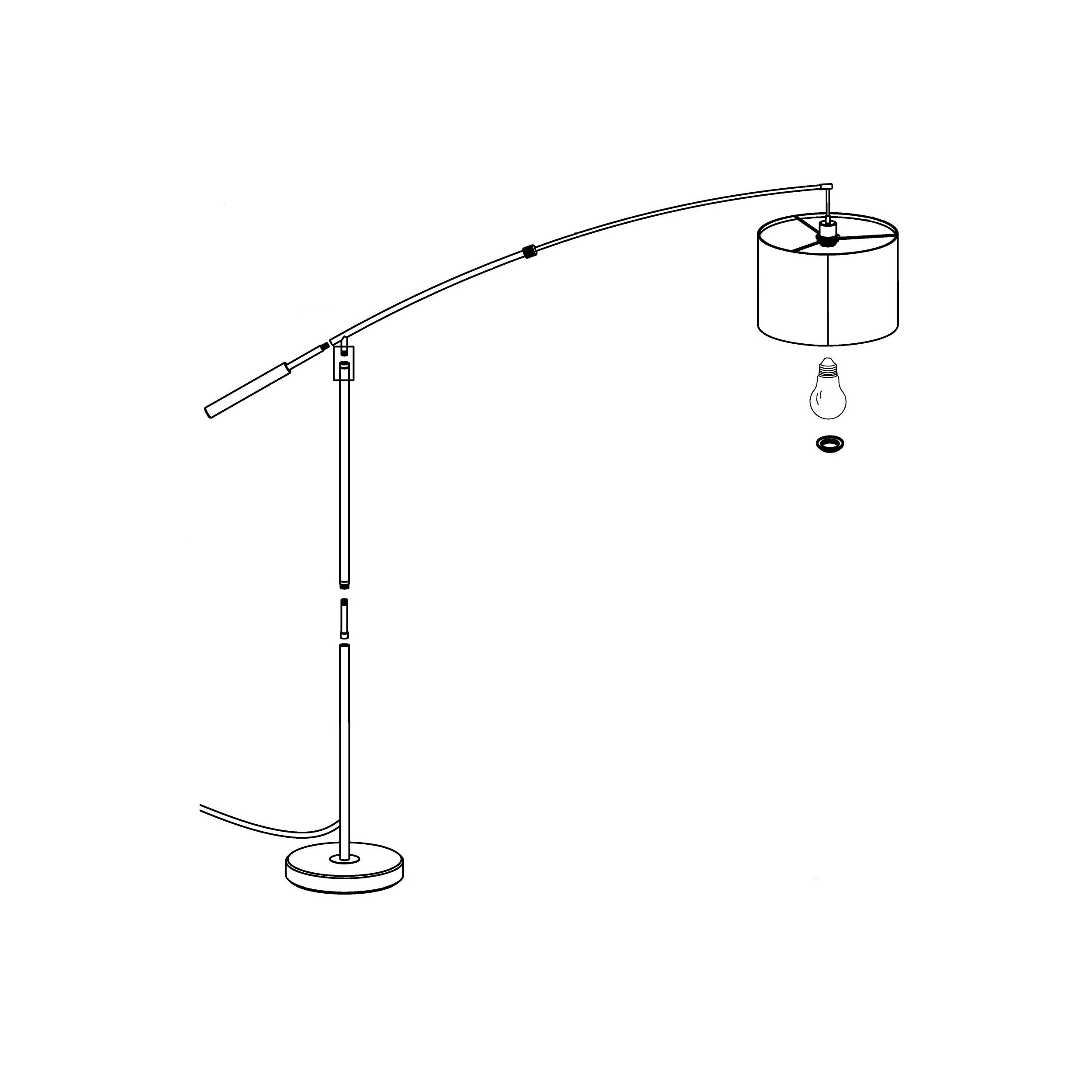 Lampadaire métal nickel NADINA E27 1X60W