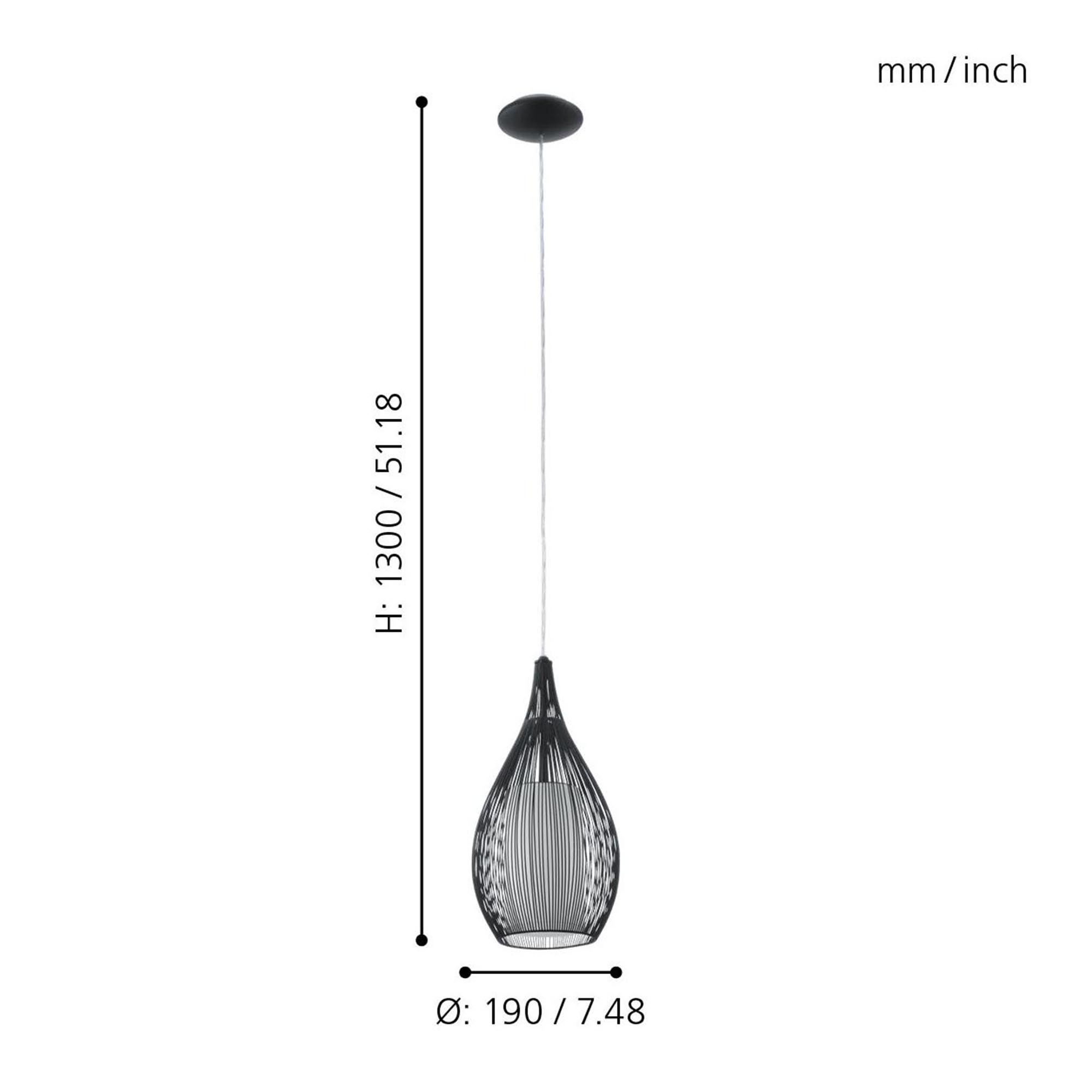 Suspension métal noir RAZONI E27 1X60W