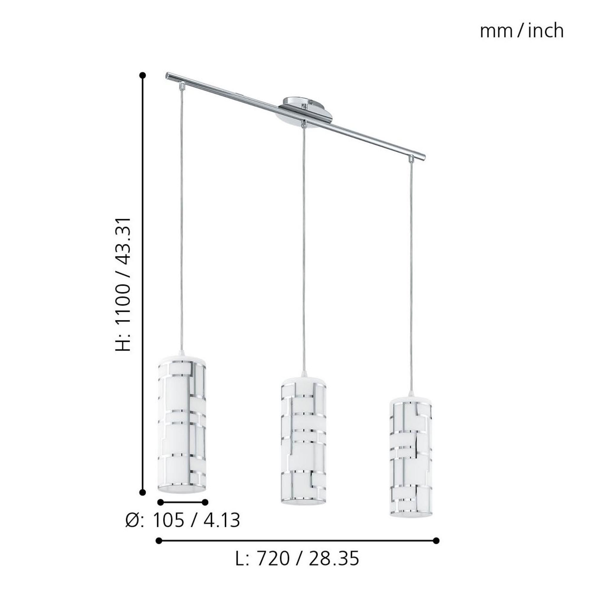 Suspension verre chrome BAYMAN E27 3X60W