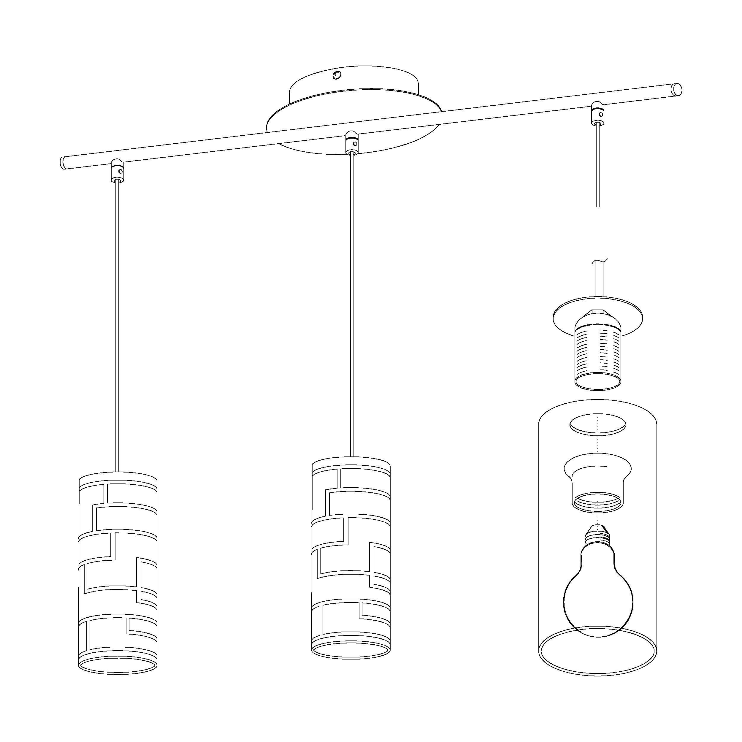 Suspension verre chrome BAYMAN E27 3X60W