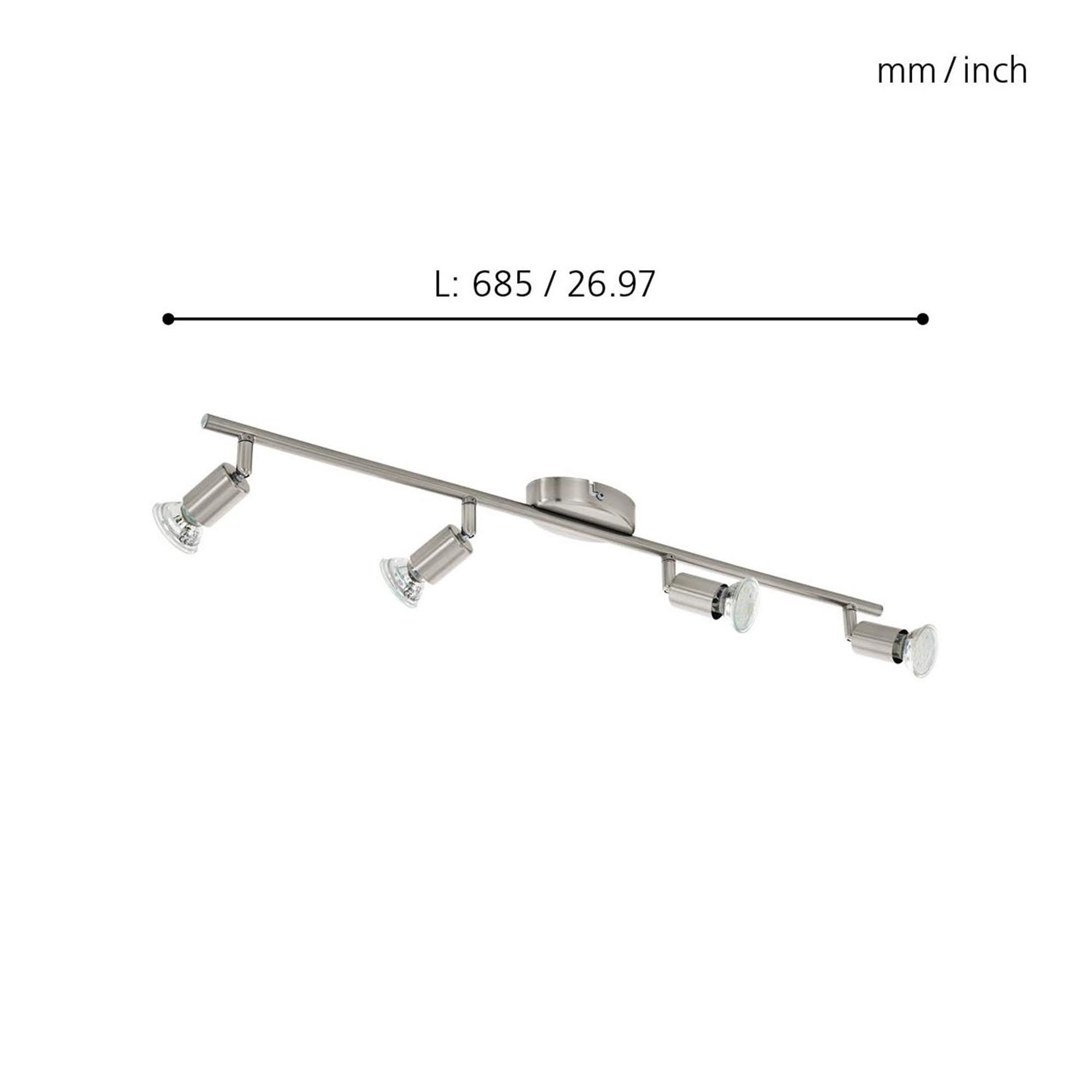 Spot de plafond réglette/plaf métal gris BUZZ-LED GU10 4X2,8W