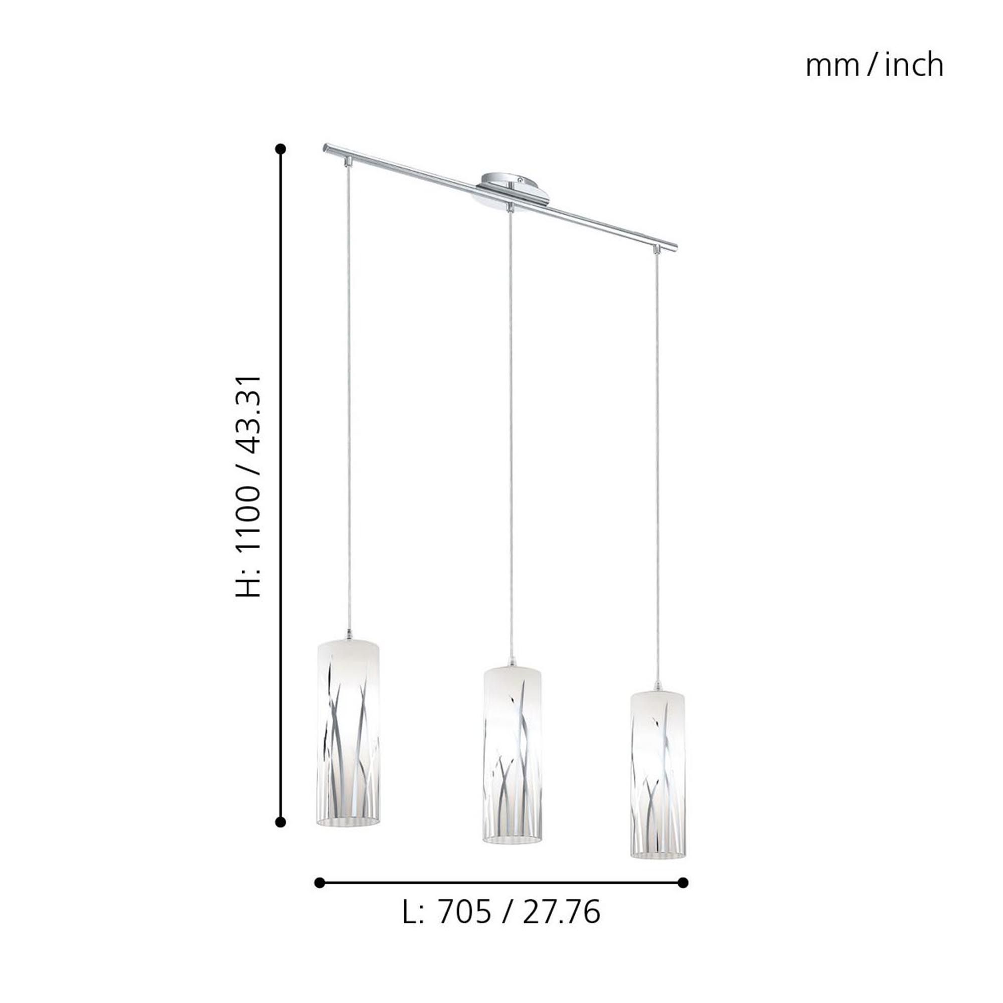 Suspension verre blanc RIVATO E27 3X60W