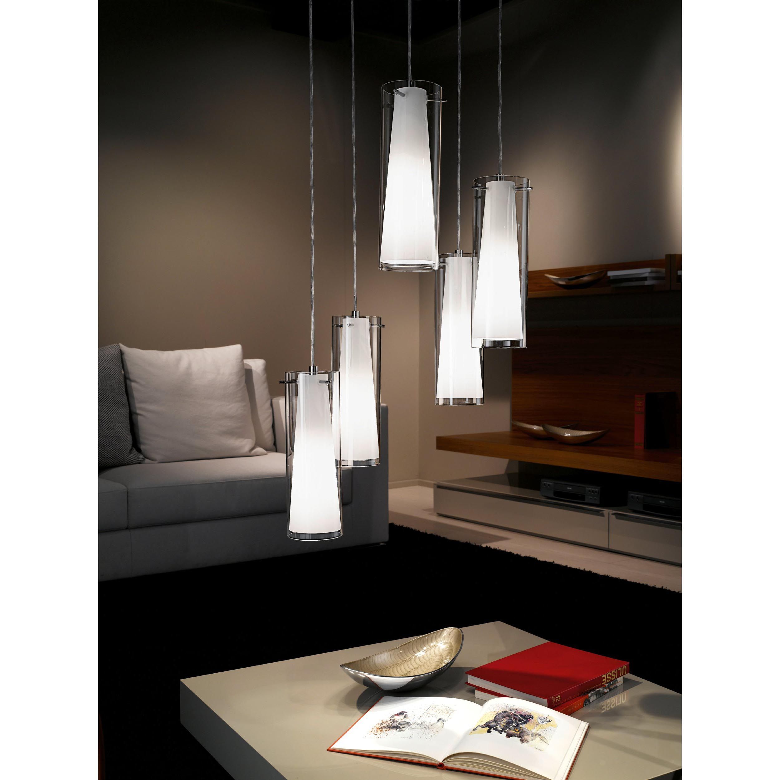 Suspension verre blanc PINTO E27 5X40W