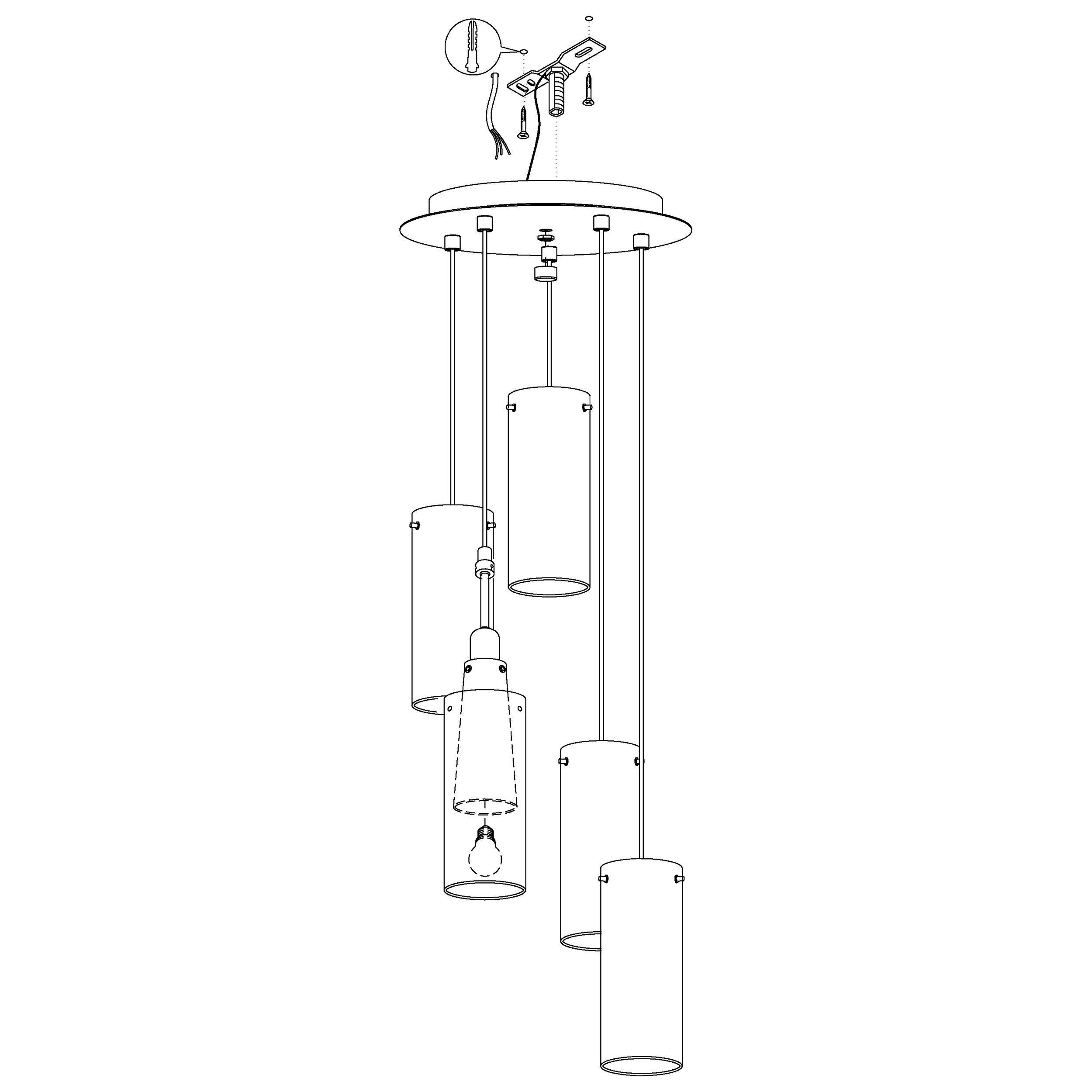 Suspension verre blanc PINTO E27 5X40W