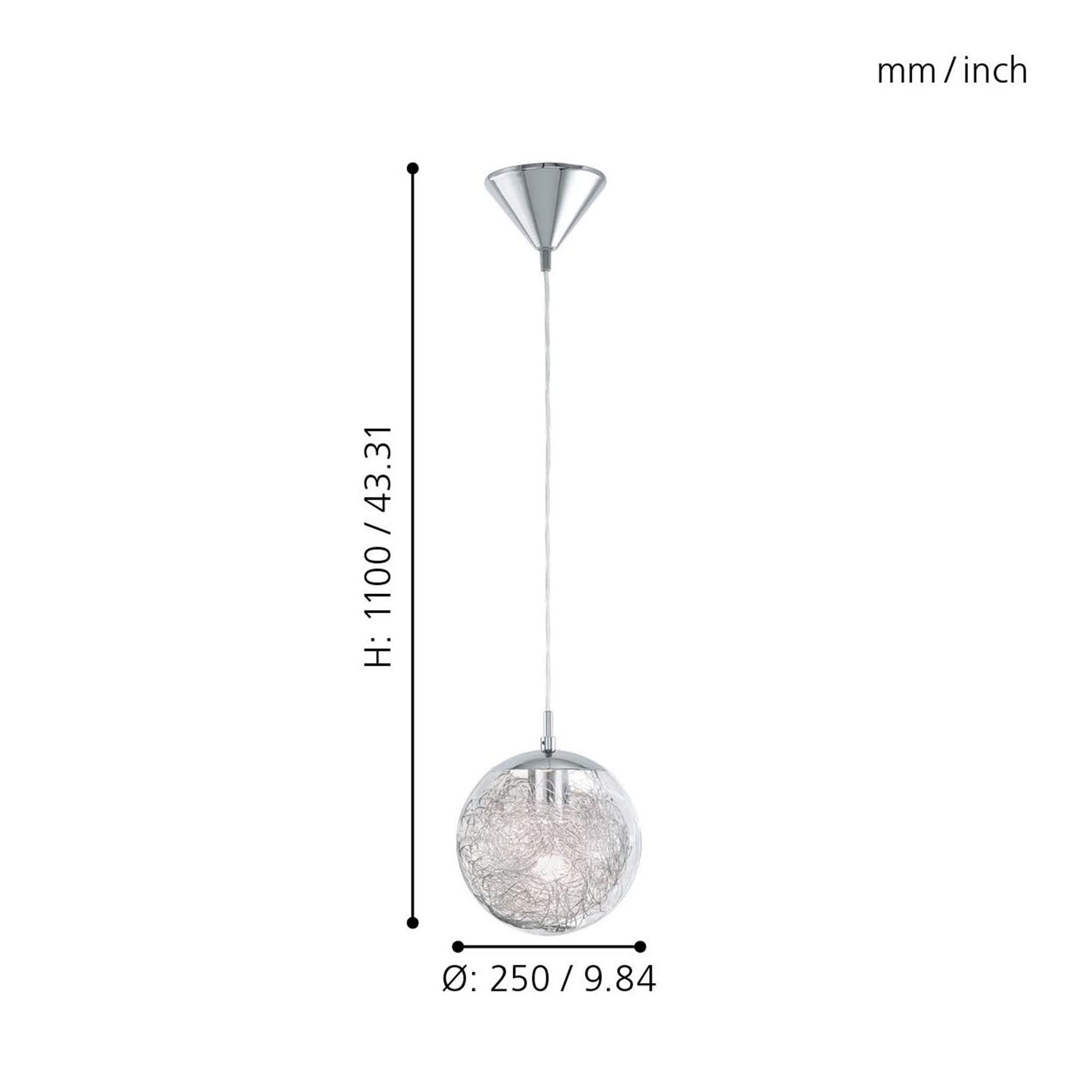 Suspension verre trspt LUBERIO E27 1X60W