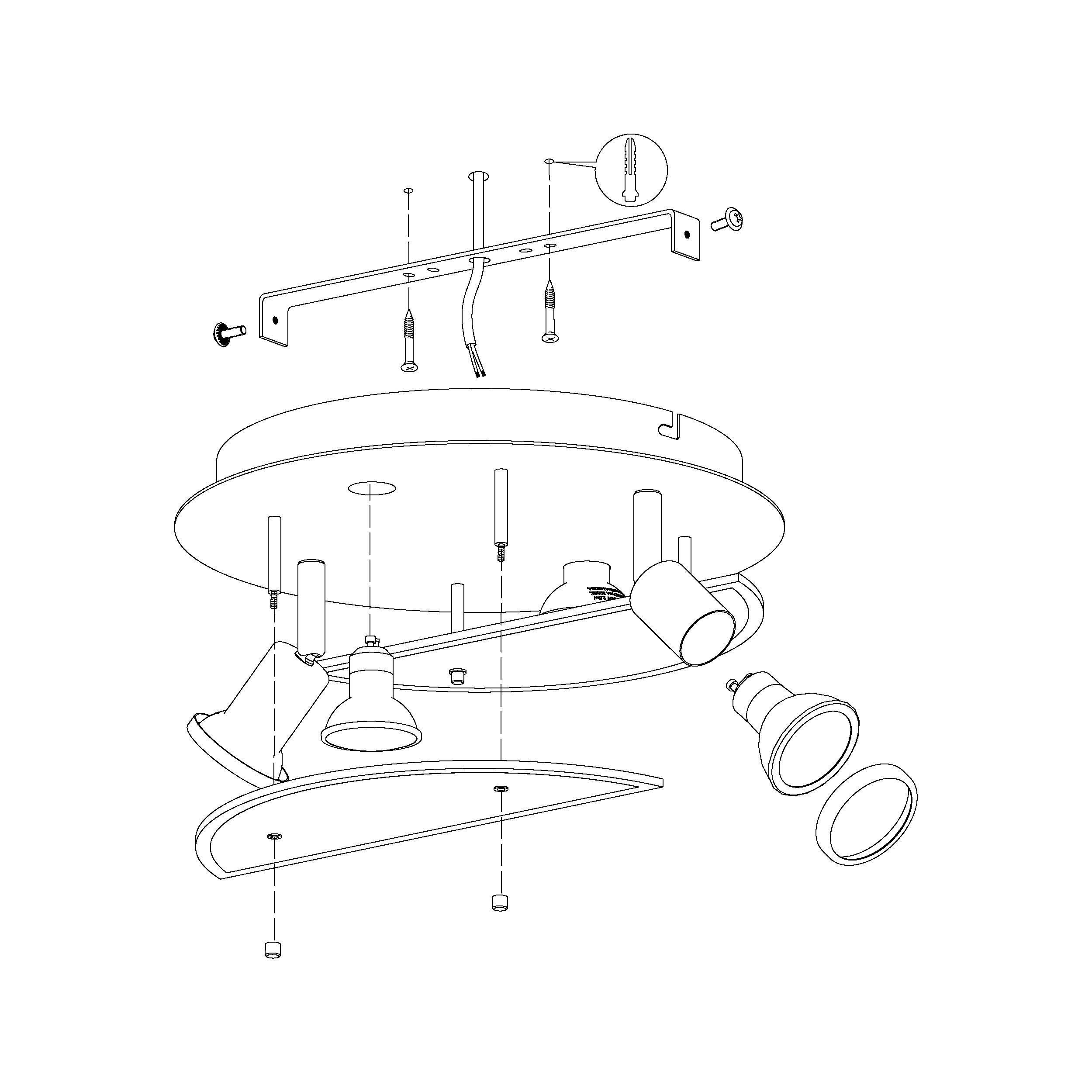 Plafonnier métal argenté CABO 1 GU10 4X2,8W