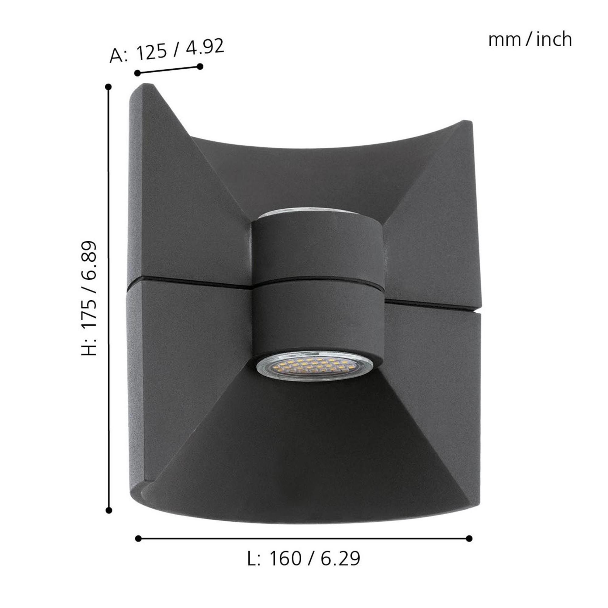 Applique extérieure métal anthracite REDONDO LED INT 2X2,5W