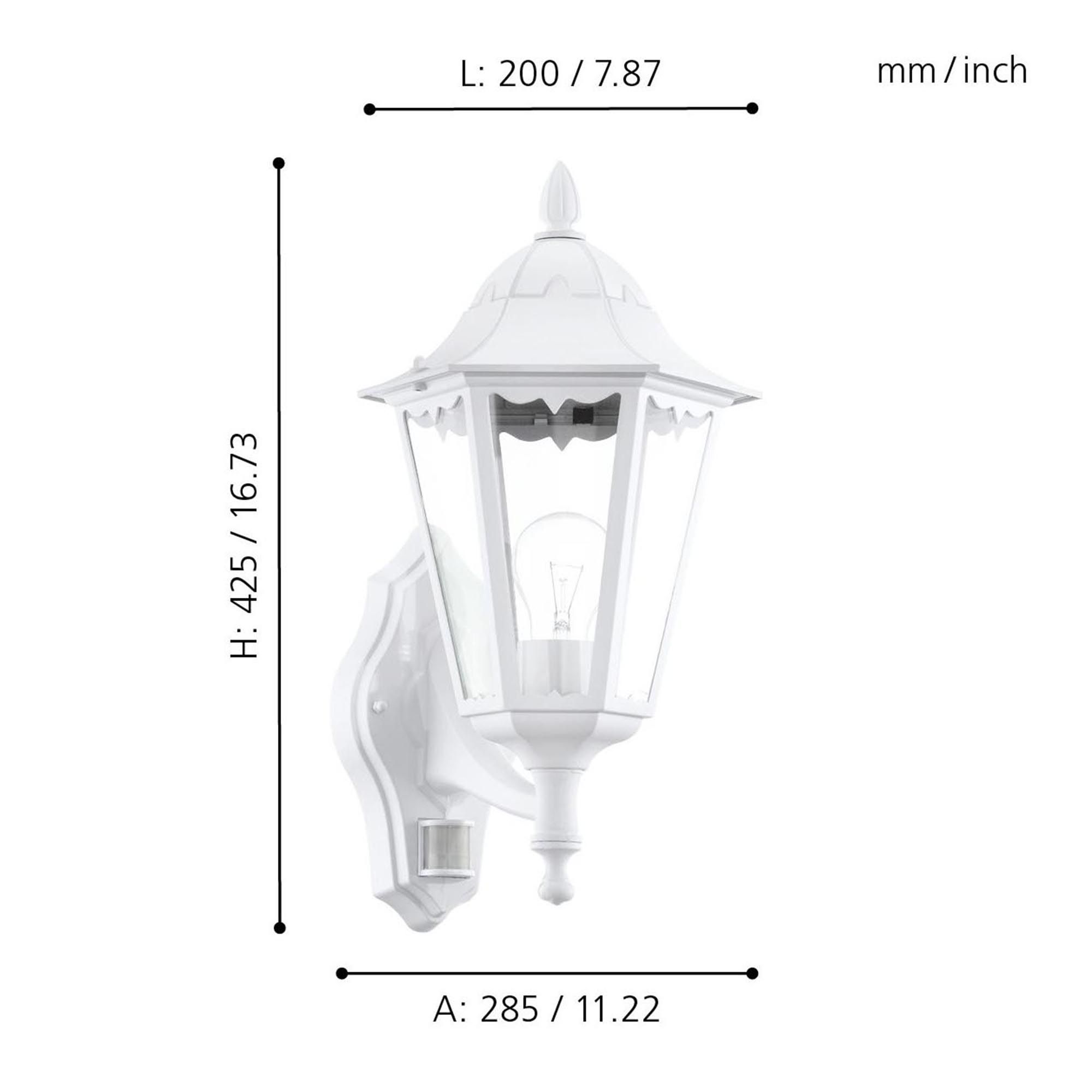 Applique extérieure métal blanc NAVEDO H42,5CM E27 1X60W