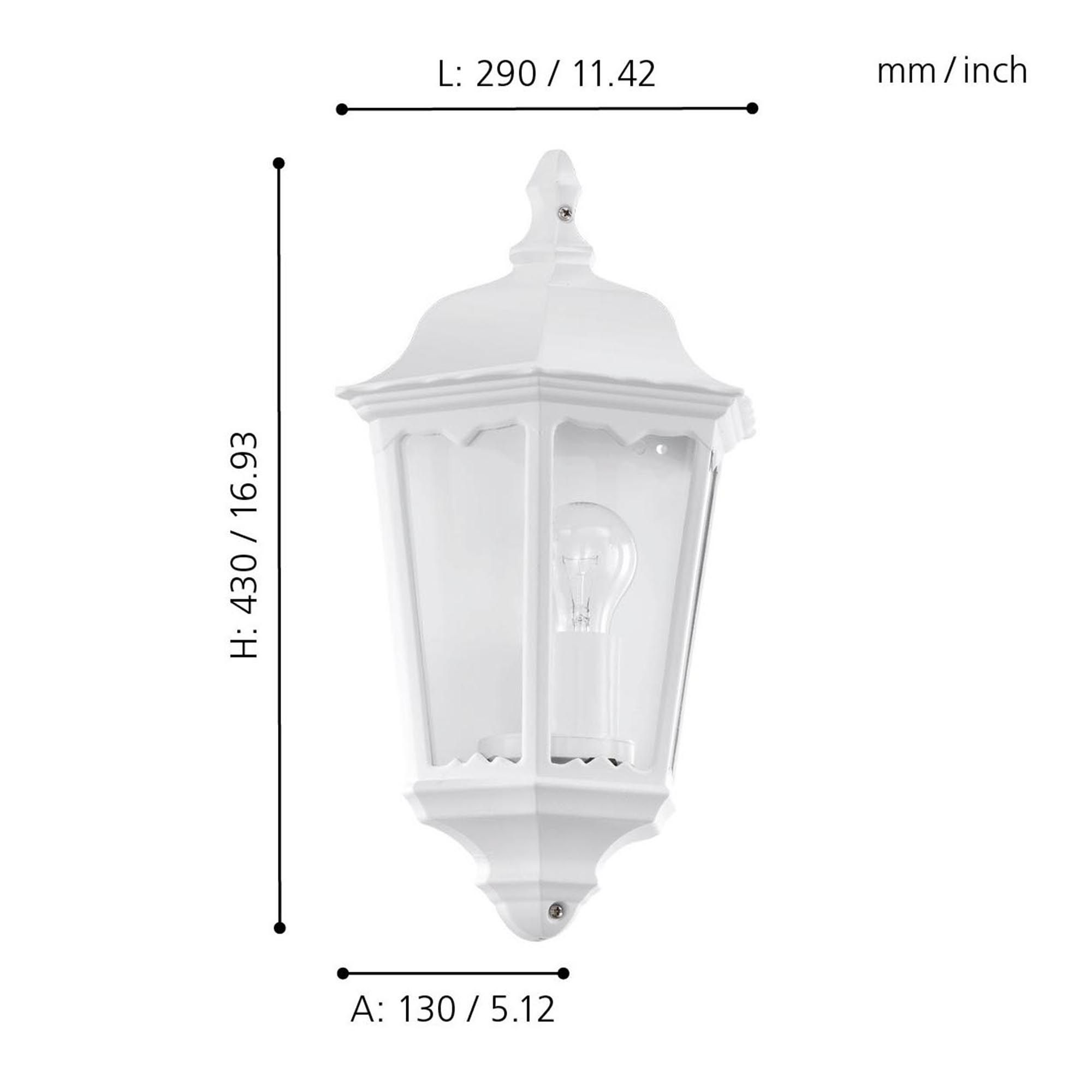 Applique extérieure métal blanc NAVEDO H43CM E27 1X60W