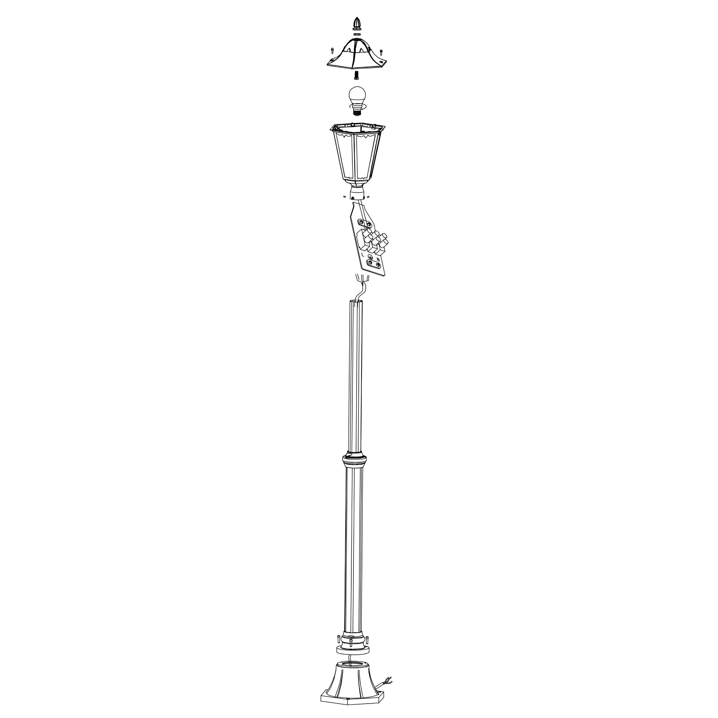 Lampadaire extérieur métal noir NAVEDO H200CM E27 1X60W