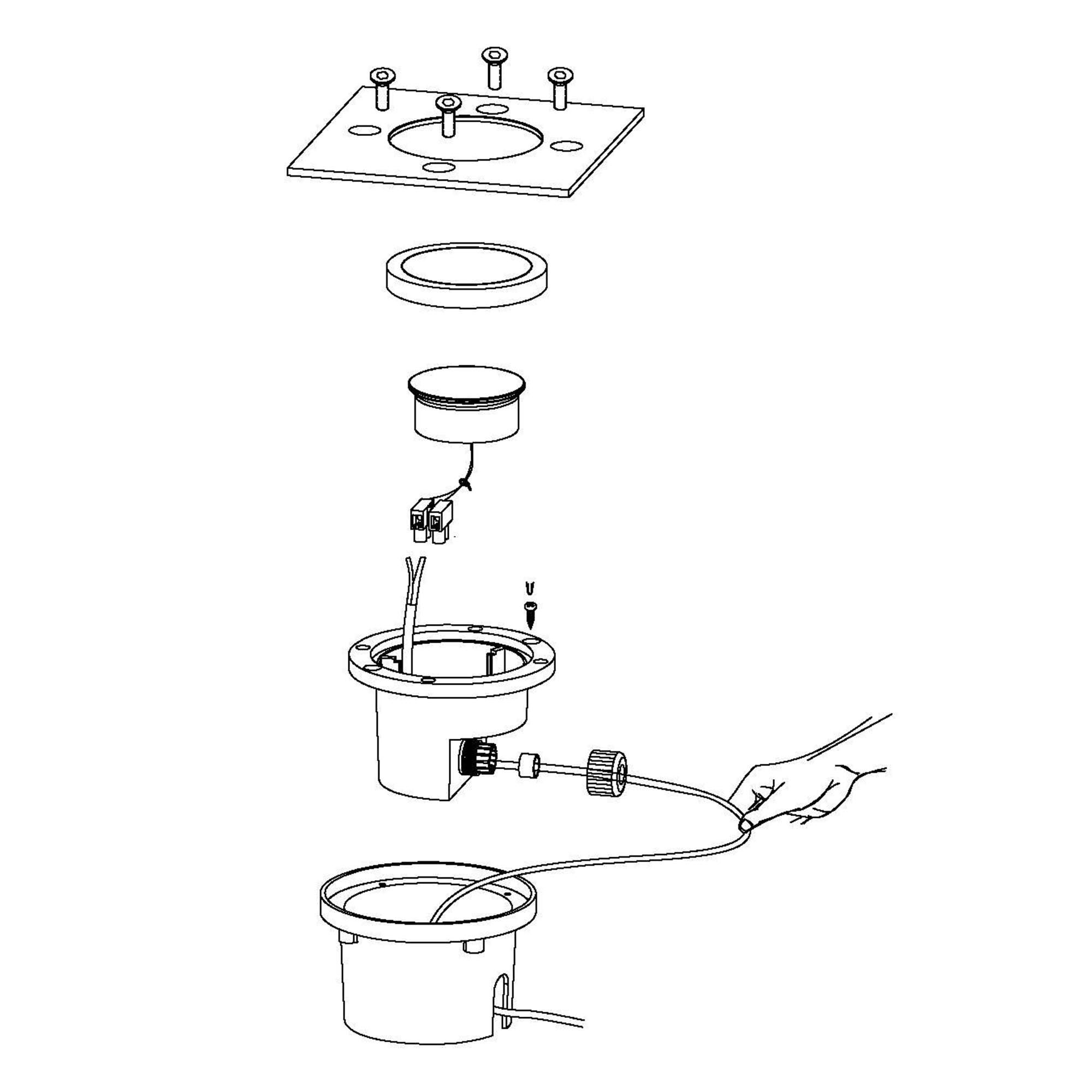 Spot à encastrer extérieur métal nickel LAMEDO carré LED INT 1X2,5W