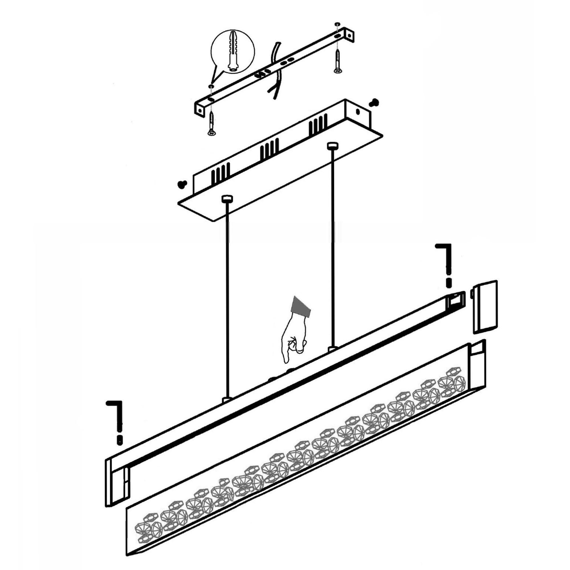 Suspension LED CARDITO 1 Métal argenté L100cm